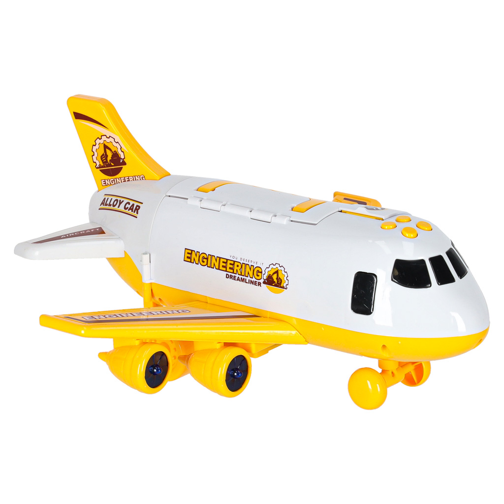 Transporter samolot rozkładany z autami + 3 auta pojazdy budowlane światła dźwięk - obrazek 8