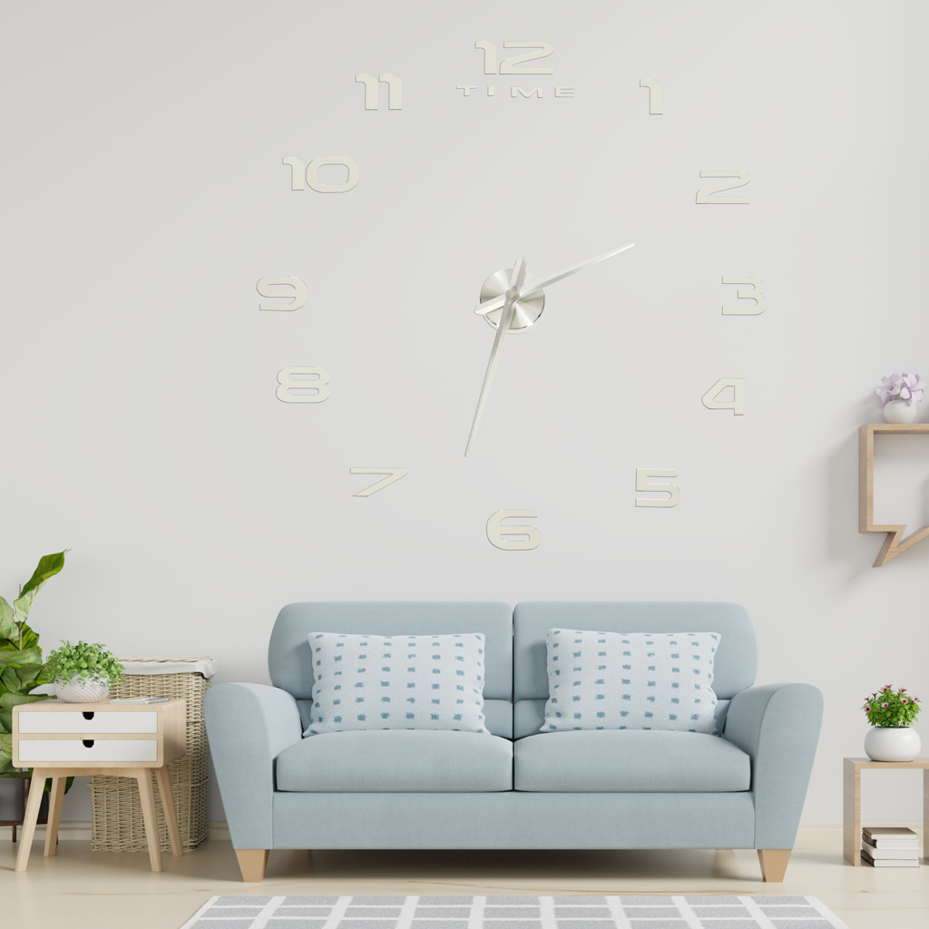 Zegar ścienny naklejany na ścianę 3D lustrzany DIY duży nowoczesny 80-120cm XL - obrazek 6