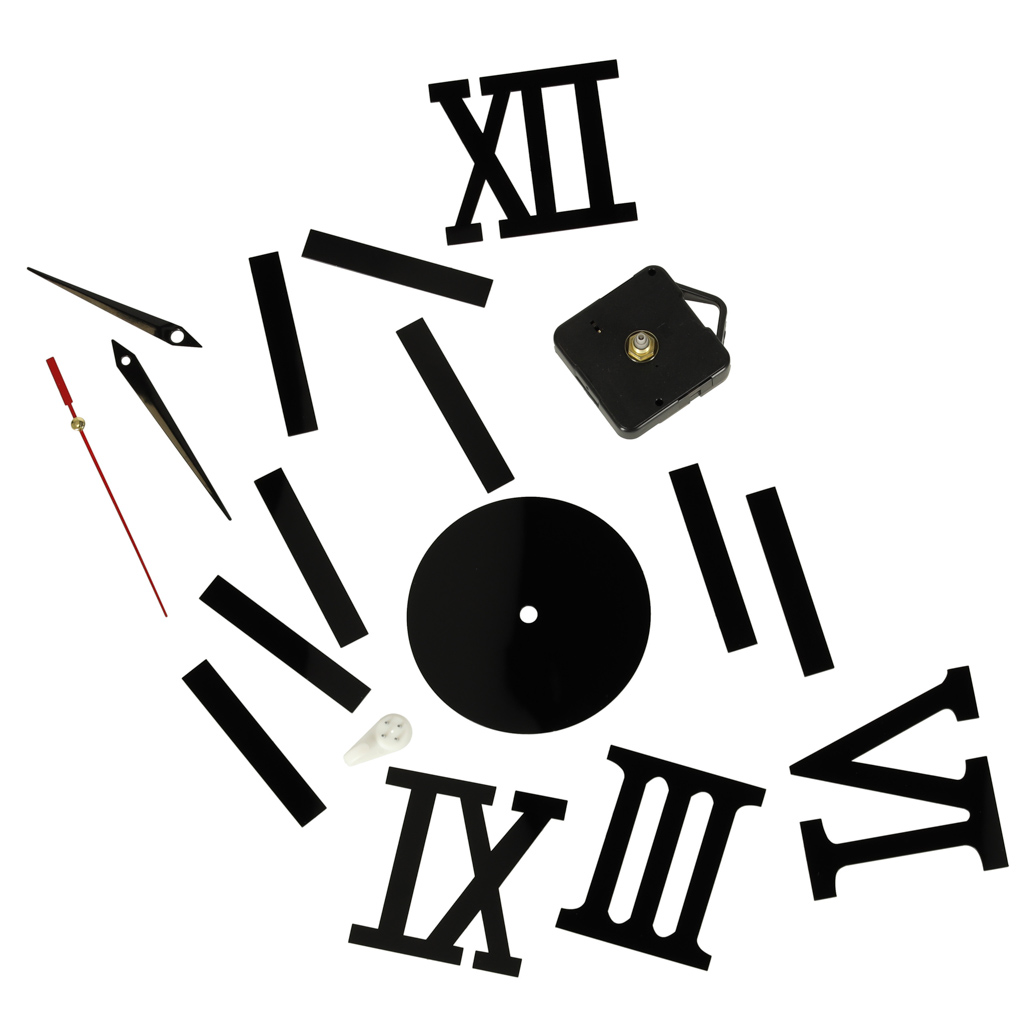 Zegar Ścienny naklejany DIY regulowany czarny cyfry rzymskie 130cm - obrazek 4