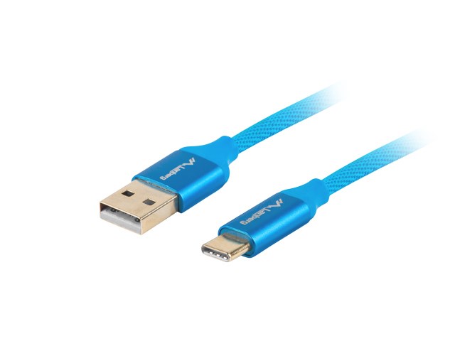Kabel Lanberg Premium QC 3.0 CA-USBO-22CU-0005-BL (USB 2.0 typu A M - USB typu C M; 0,50m; kolor niebieski) - obrazek 3