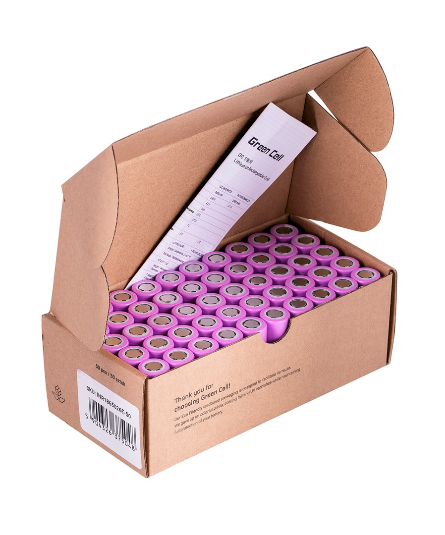 GREEN CELL OGNIWA 18650 50X AKUMULATOR 18650 LI-ION INR1865026E 3.6V 2600MAH - obrazek 3
