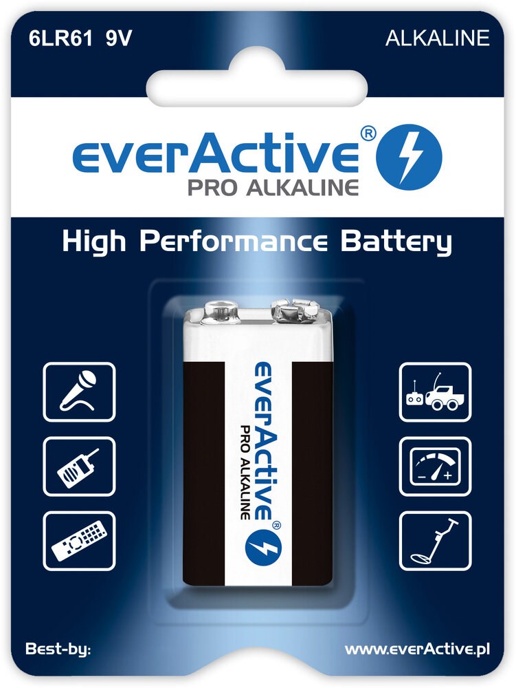 EVERACTIVE BATERIA ALKALICZNA 6LR61 9V - BLISTER (1 SZT.) EV6LR61-PRO - obrazek 3