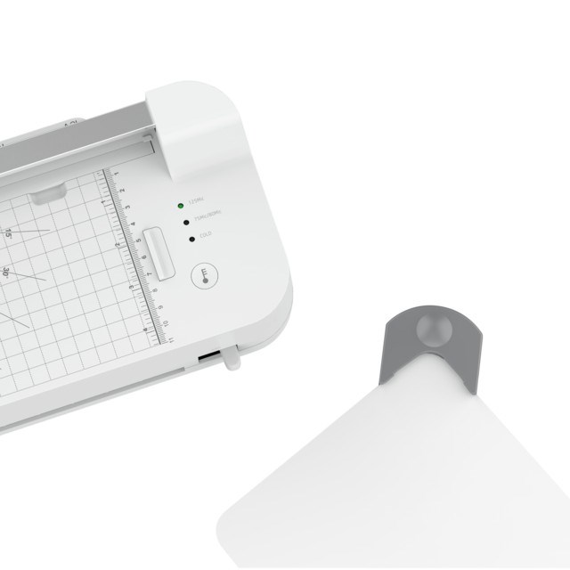 HP Laminator ONELAM COMBO A3, na zimno/gorąco, zintegrowany trymer, zaokrąglacz rogów, prędkość 40cm/min + 15 folii: 3xA4, 4xA5, 4xA6, 4xB-CARD, biały - obrazek 4