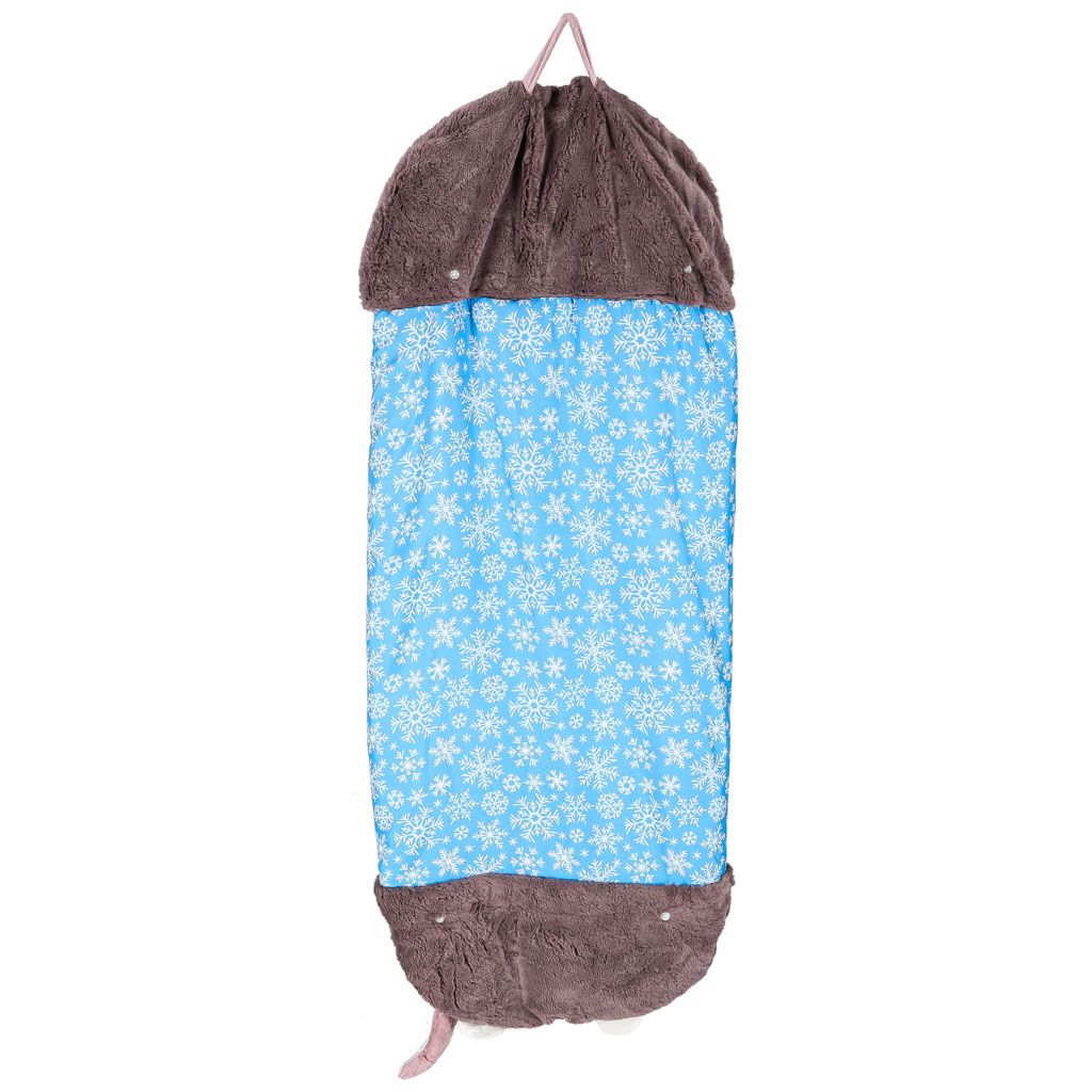 Śpiwór do spania dla dzieci turystyczny poduszka 2w1 125x50cm niebieski - obrazek 5