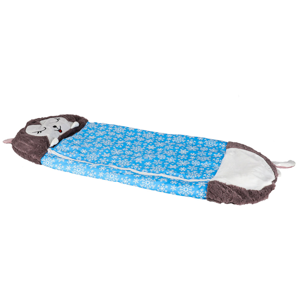 Śpiwór do spania dla dzieci turystyczny poduszka 2w1 125x50cm niebieski - obrazek 6