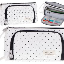 Piórnik szkolny dwukomorowy saszetka kosmetyczka rozkładany 3w1 biały