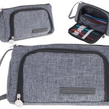 Piórnik szkolny dwukomorowy saszetka kosmetyczka rozkładany 3w1 szary