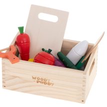 Warzywa drewniane do krojenia na magnes w skrzynce + akcesoria