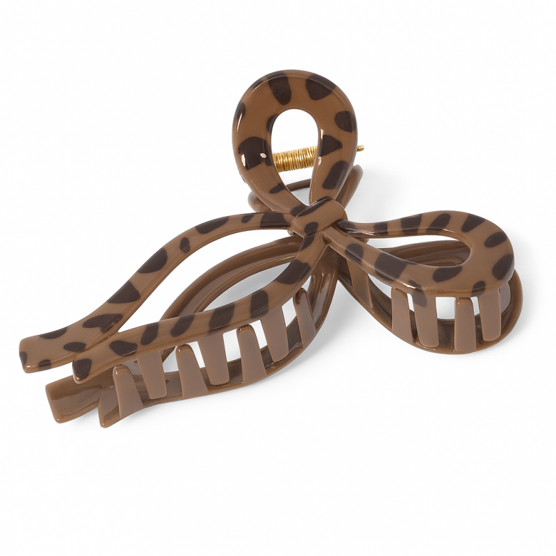 Spinka klamra do włosów XL panterka brązowa 11x6 cm SP370