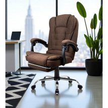 Fotel biurowy obrotowy BOSS z podnóżkiem – brązowy MATERIAŁ KO22BR-MAT
