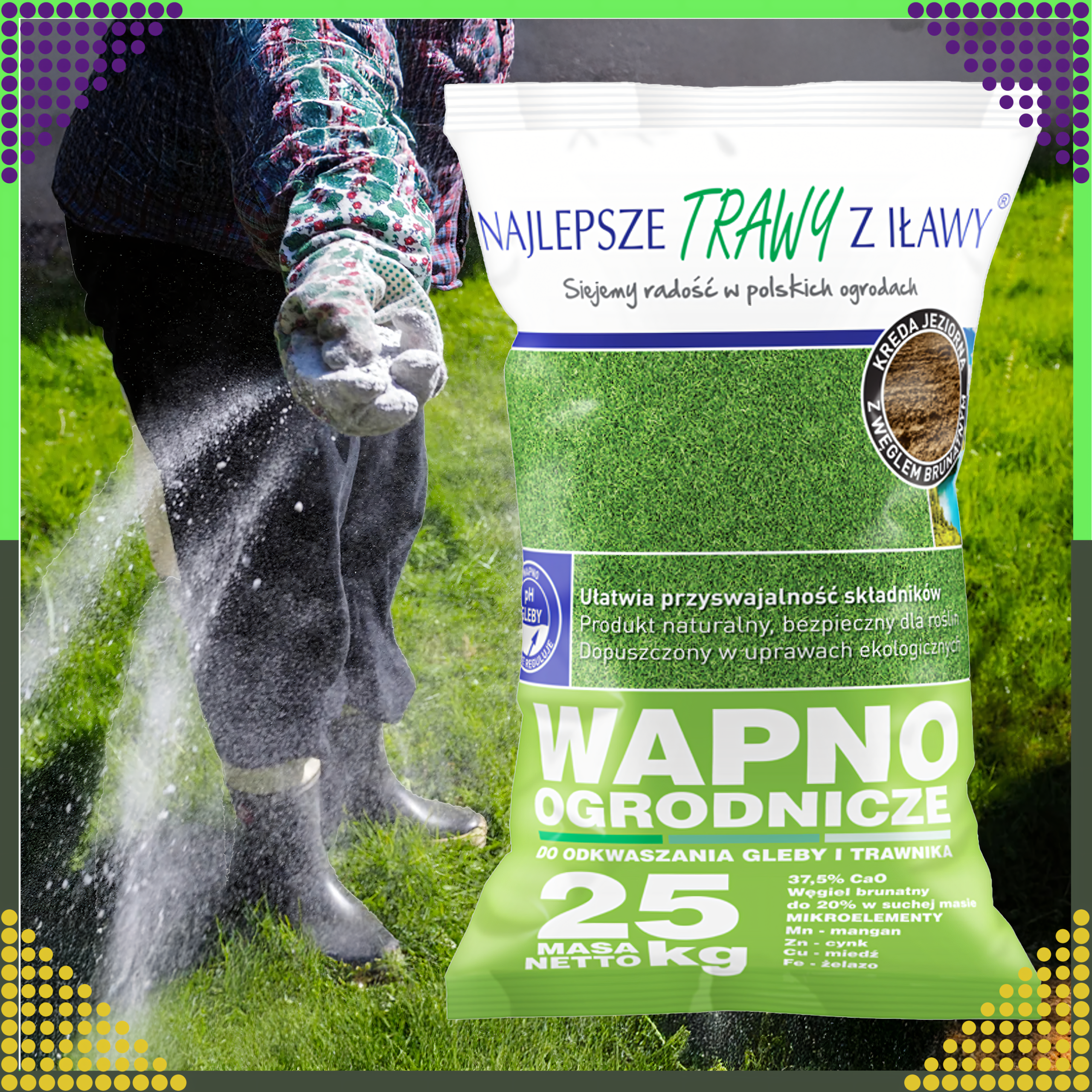 Premium wapno do odkwaszania gleby i trawnika nawóz ekologiczny worek 25kg - obrazek 4