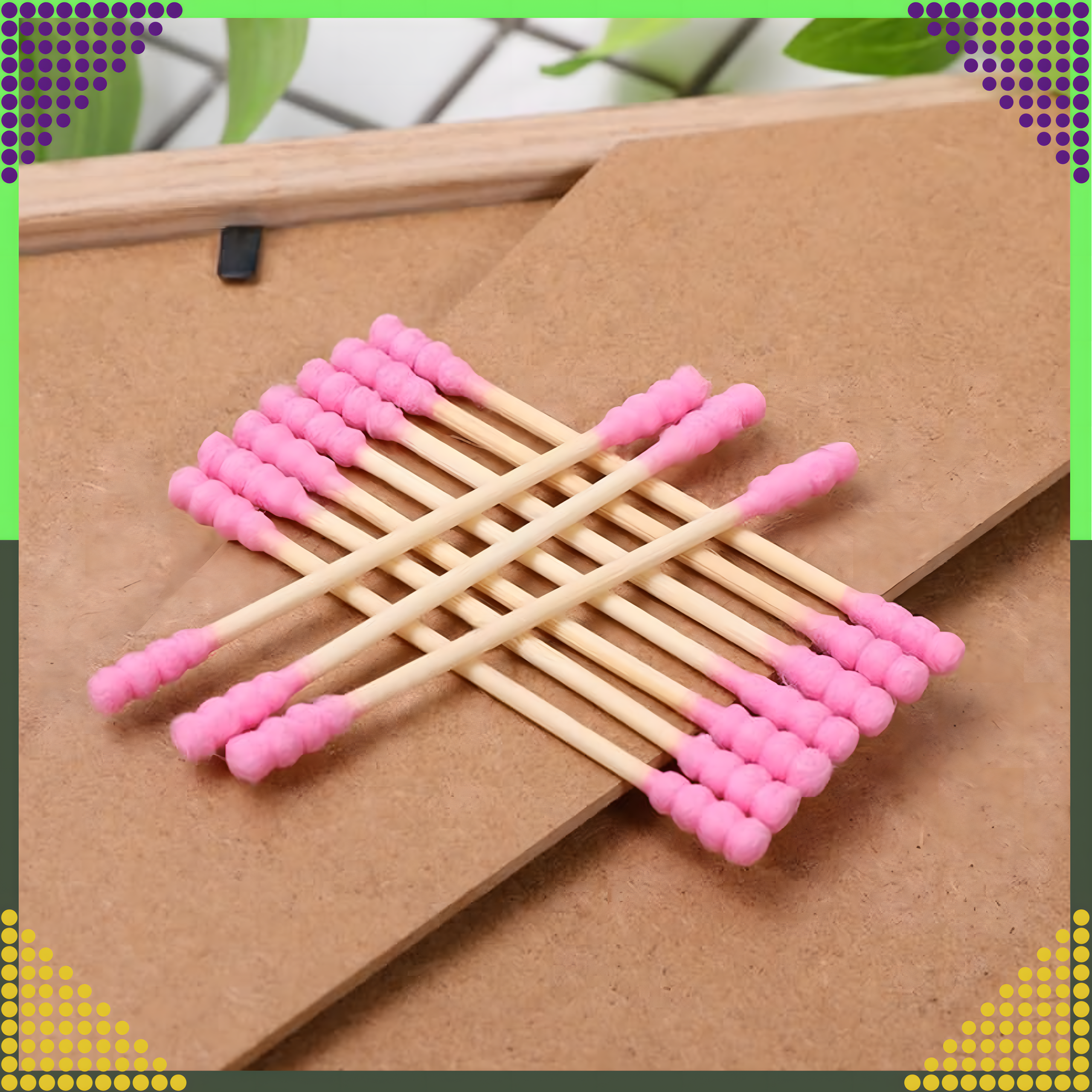 Patyczki Drewniane Higieniczne Kosmetyczne do Uszu 100 sztuk Różowe - obrazek 6