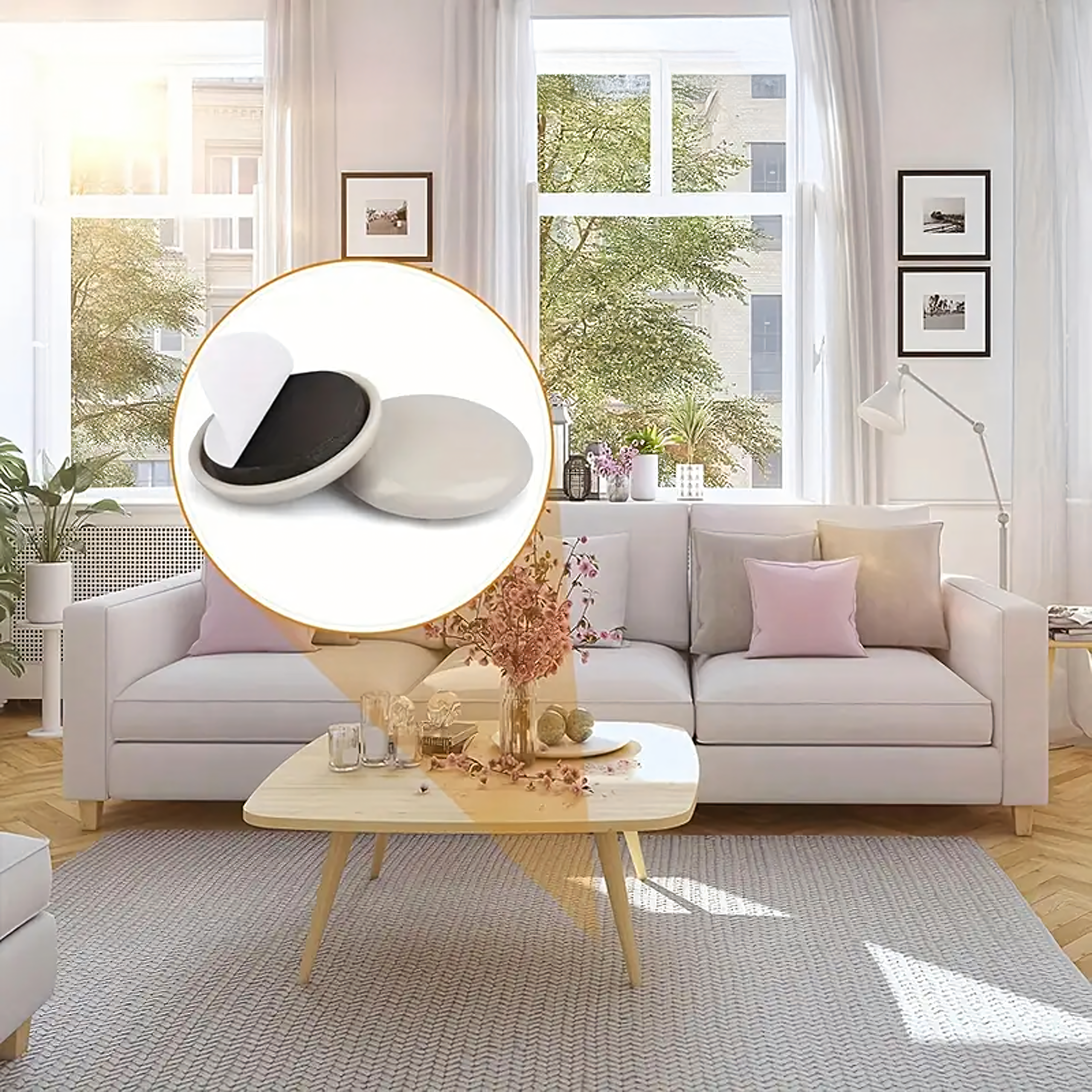 Podkładki Ślizgacze Okrągłe do Przesuwania Mebli Samoprzylepne 4,2 cm 8szt - obrazek 3