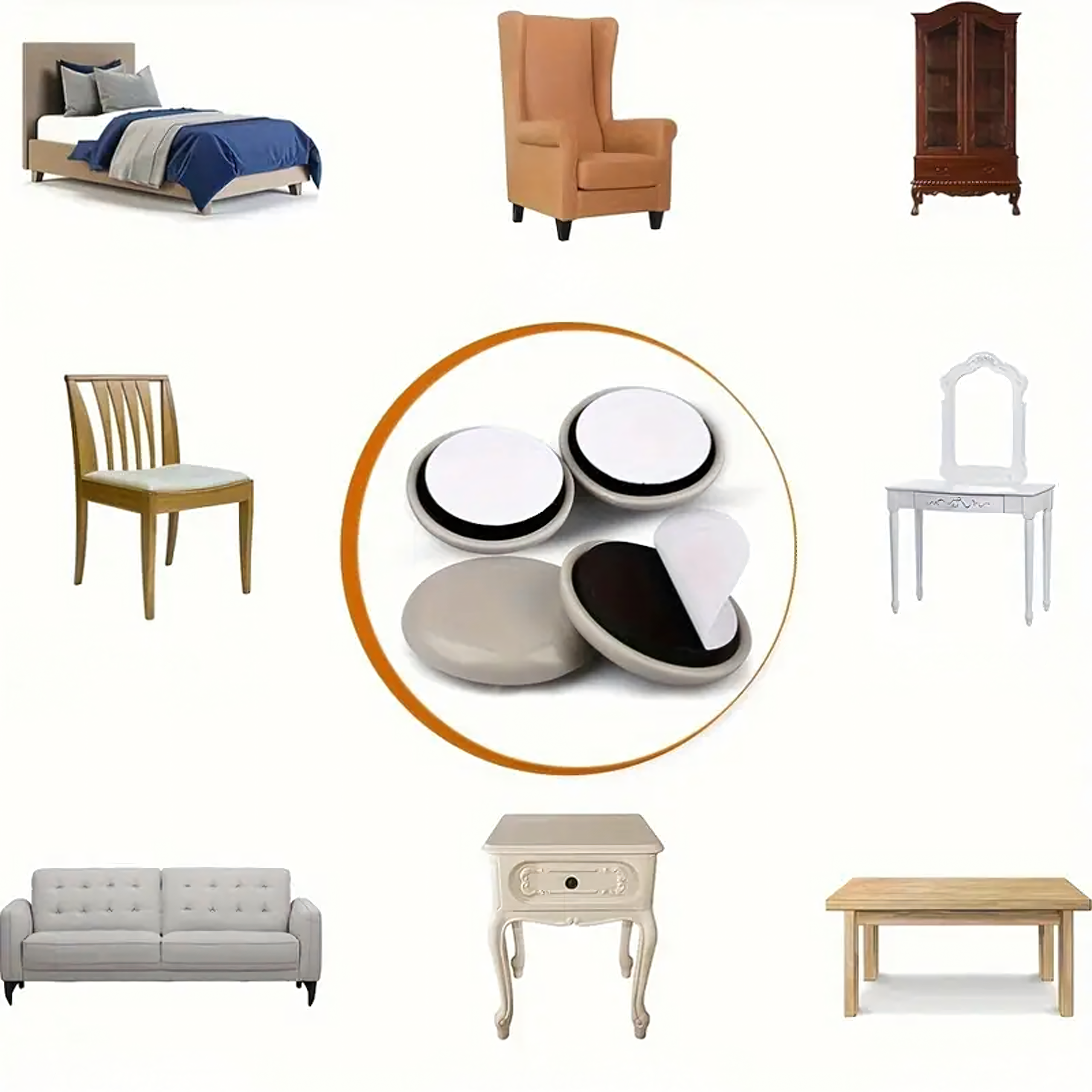 Podkładki Ślizgacze Okrągłe do Przesuwania Mebli Samoprzylepne 4,2 cm 8szt - obrazek 7