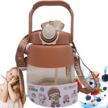 50 x BIDON DO SZKOŁY PRZEDSZKOLA BUTELKA NA WODĘ ZE SŁOMKĄ SMYCZ DLA DZIECI 1L