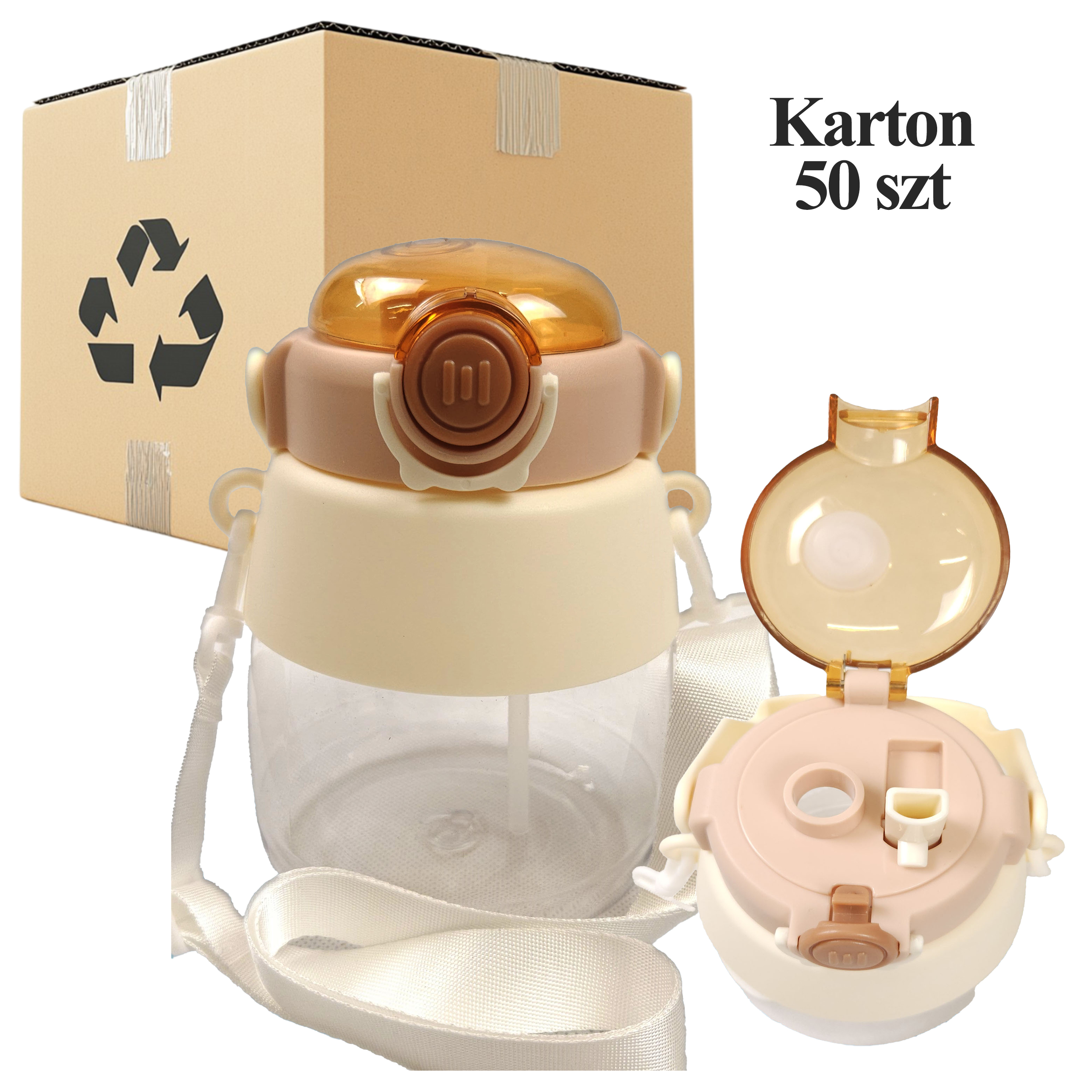 50 x BIDON DO SZKOŁY PRZEDSZKOLA BUTELKA NA WODĘ ZE SŁOMKĄ SMYCZ DLA DZIECI 1L - obrazek 4