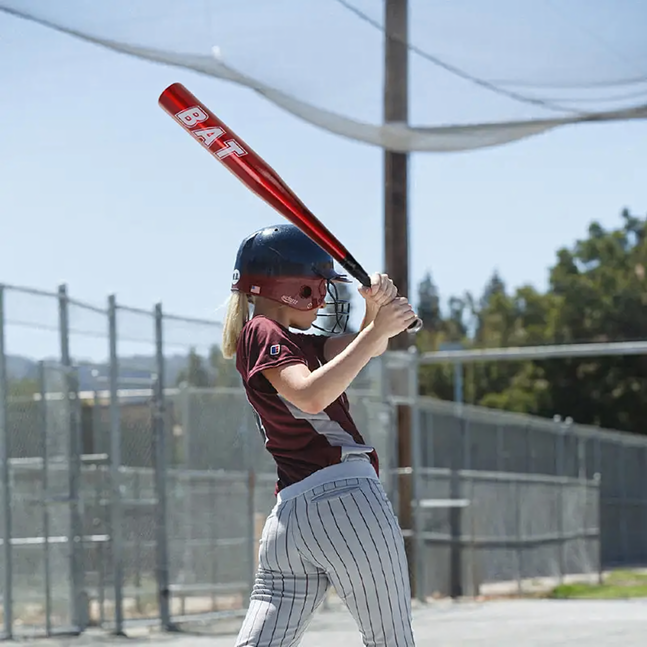 Kij Baseballowy Bejsbolowy Bat Aluminiowy 25" 64cm Treningowy Czerwony - obrazek 3