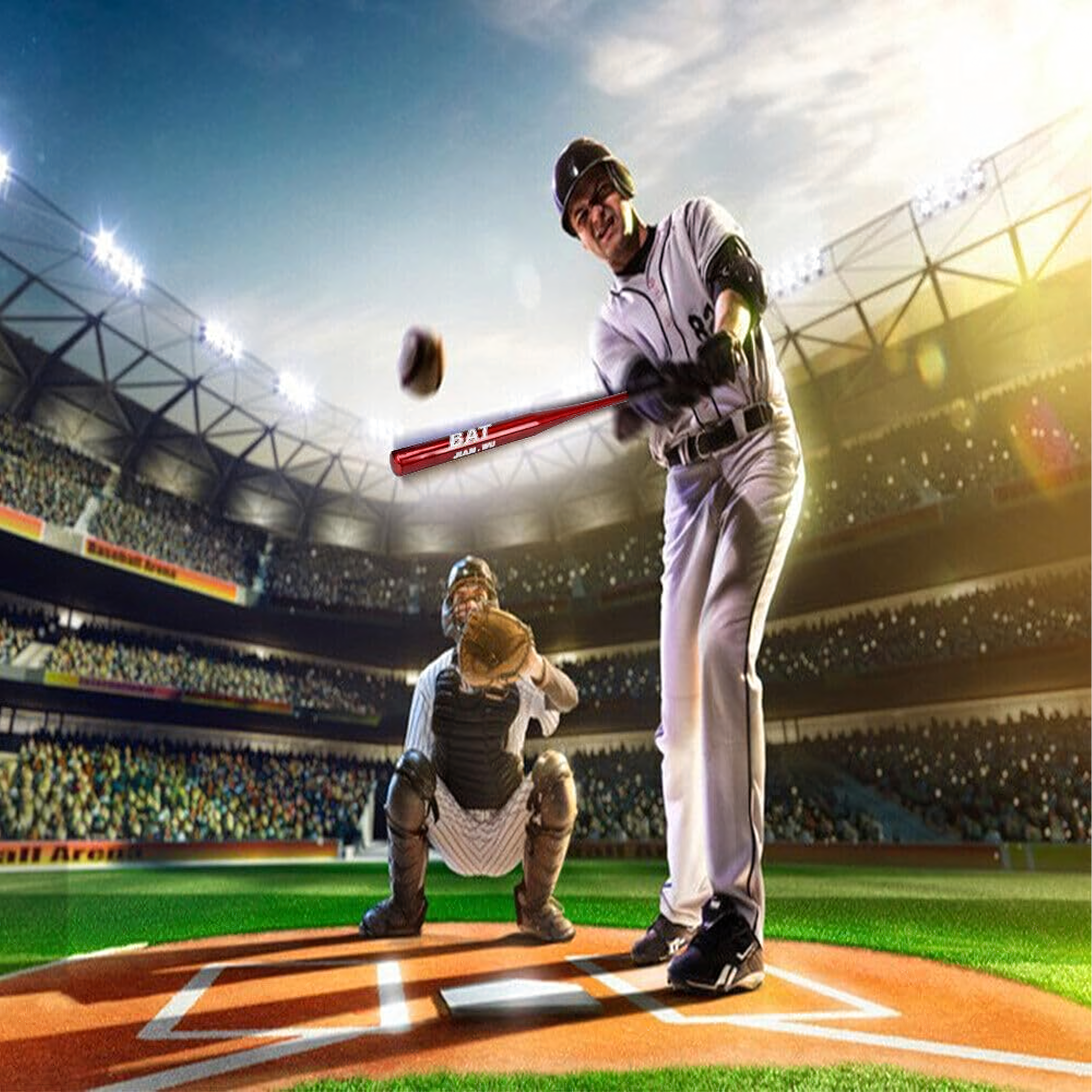 Kij Baseballowy Bejsbolowy Bat Aluminiowy 25" 64cm Treningowy Czerwony - obrazek 9