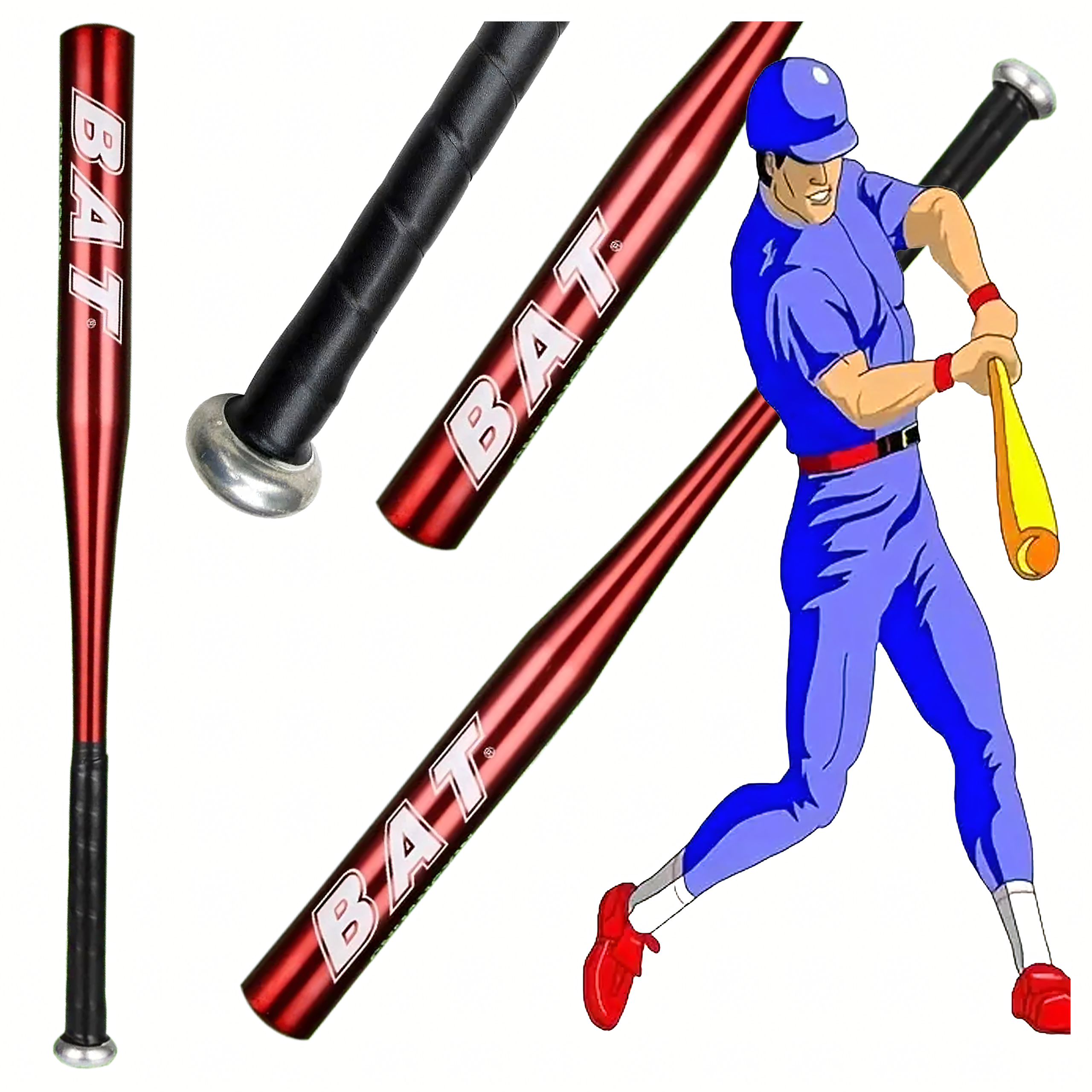 Kij Baseballowy Bejsbolowy Bat Aluminiowy 25" 64cm Treningowy Czerwony - obrazek 11