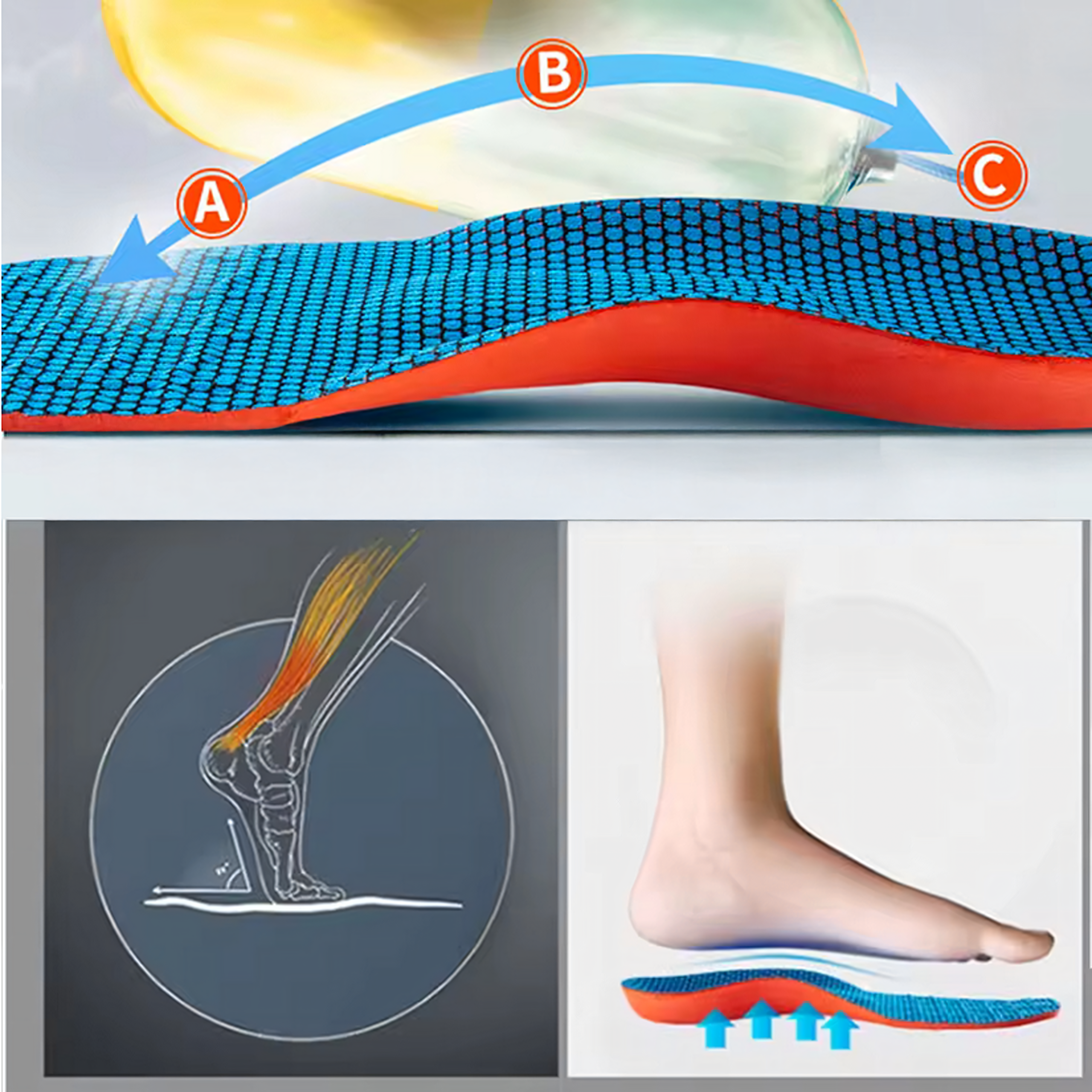 Sportowe Wkładki do Butów Amortyzujące Ortopedyczne z Pamięcią Kształtu 43-45 - obrazek 6