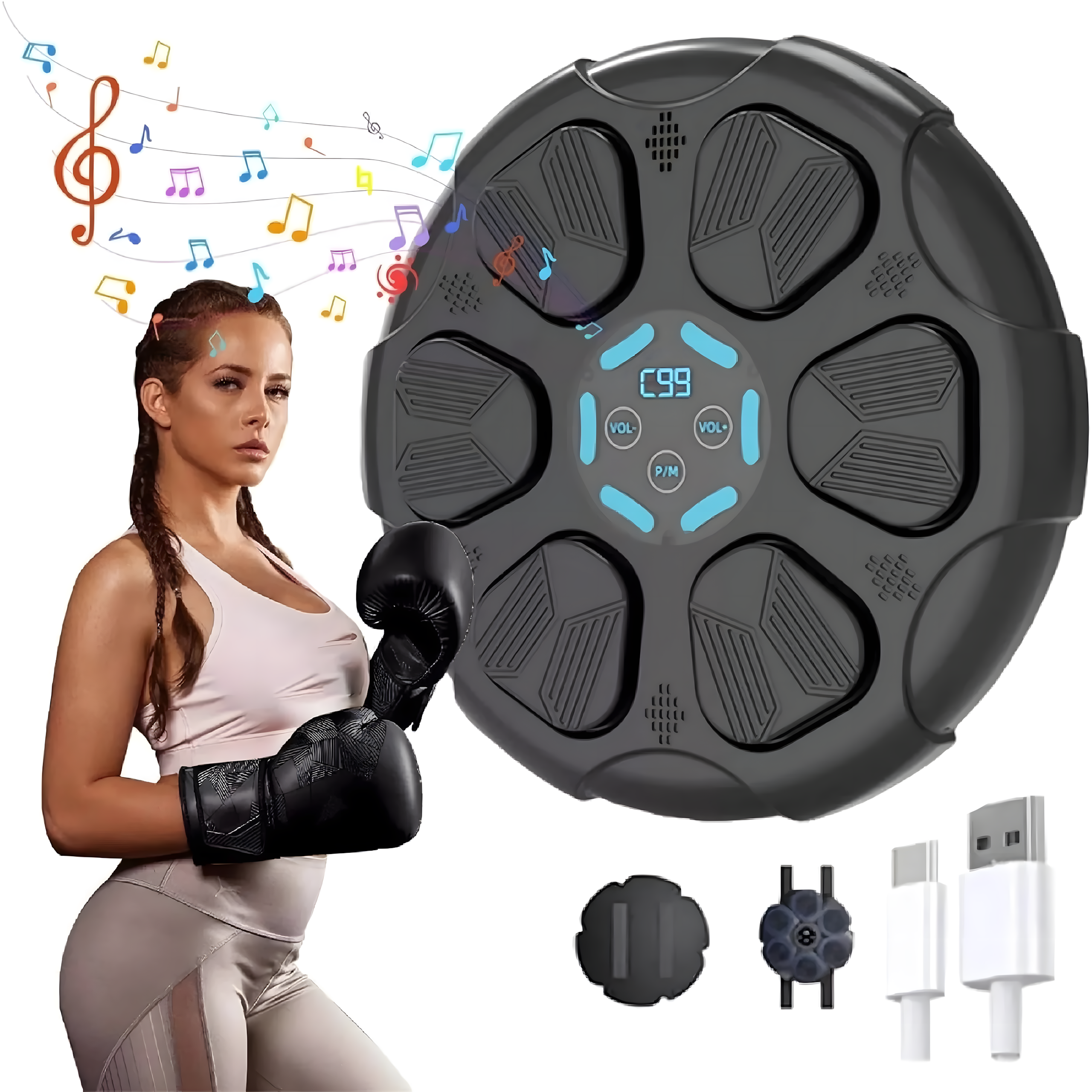 Tarcza Bokserska Maszyna Interaktywna Treningowa do Boksu Bluetooth Muzyka - obrazek 11