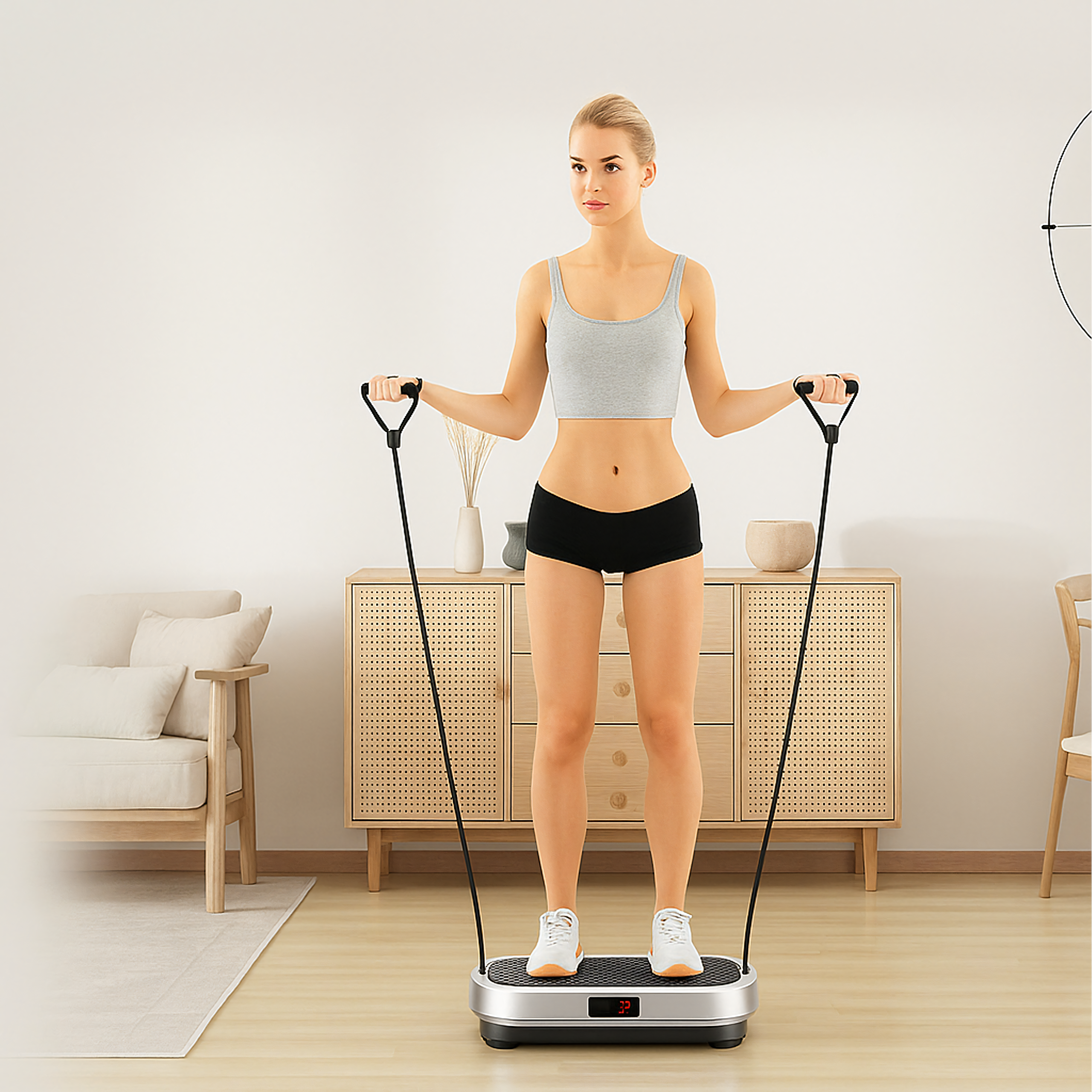 Platforma Wibracyjna Wibrująca Treningowa Masażer z Pilotem Linkami 150 kg - obrazek 7