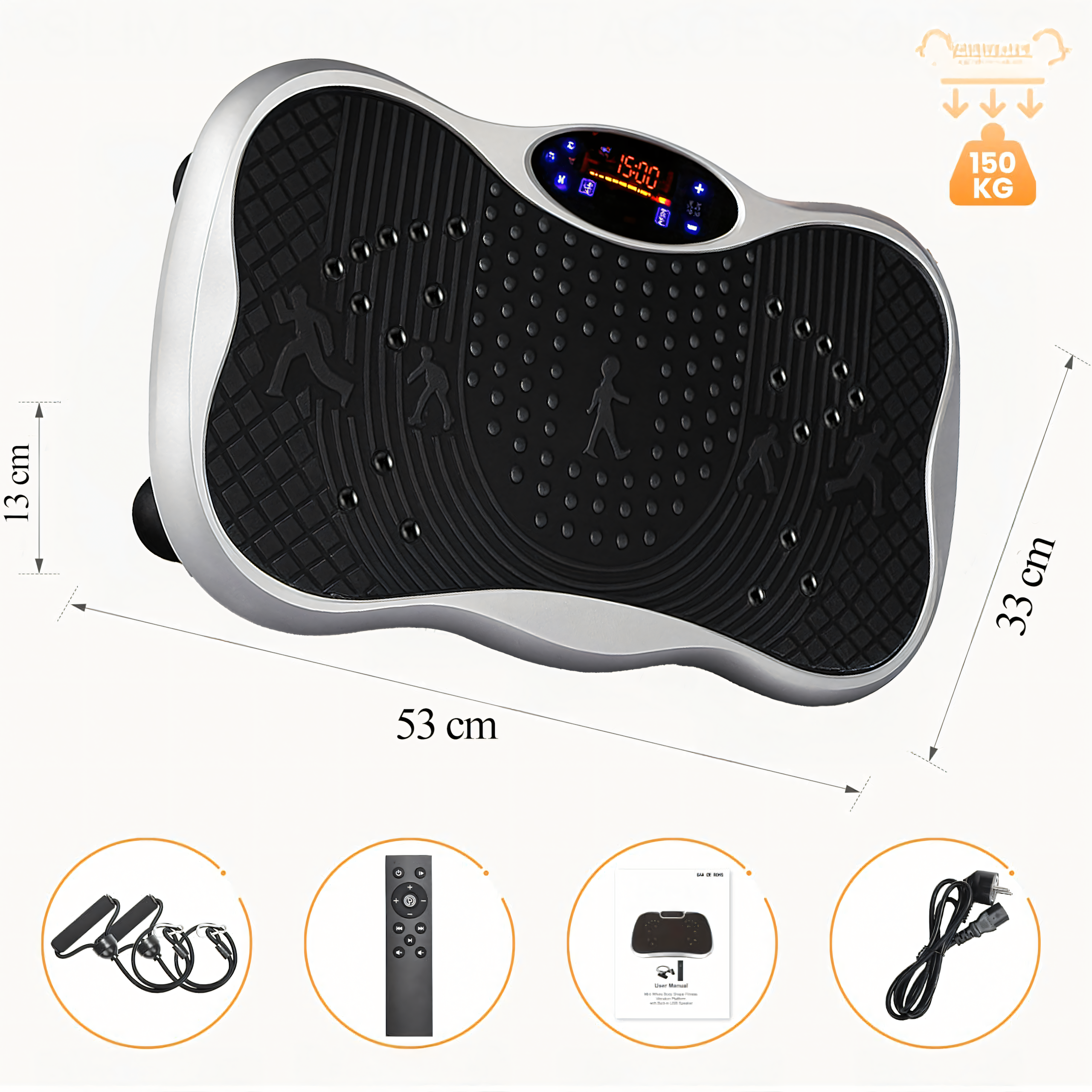 Platforma Wibracyjna Wibrująca Treningowa Masażer z Pilotem Linkami 150 kg - obrazek 9