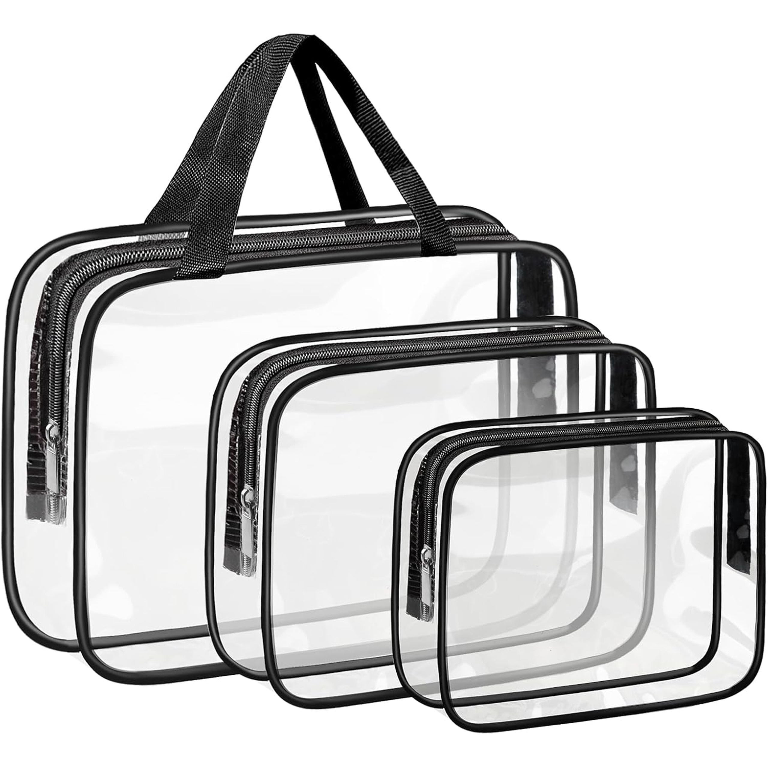 ZESTAW KOSMETYCZKA 3 SZTUKI DAMSKA MĘSKA PODRÓŻNA TURYSTYCZNA PRZEŹROCZYSTA