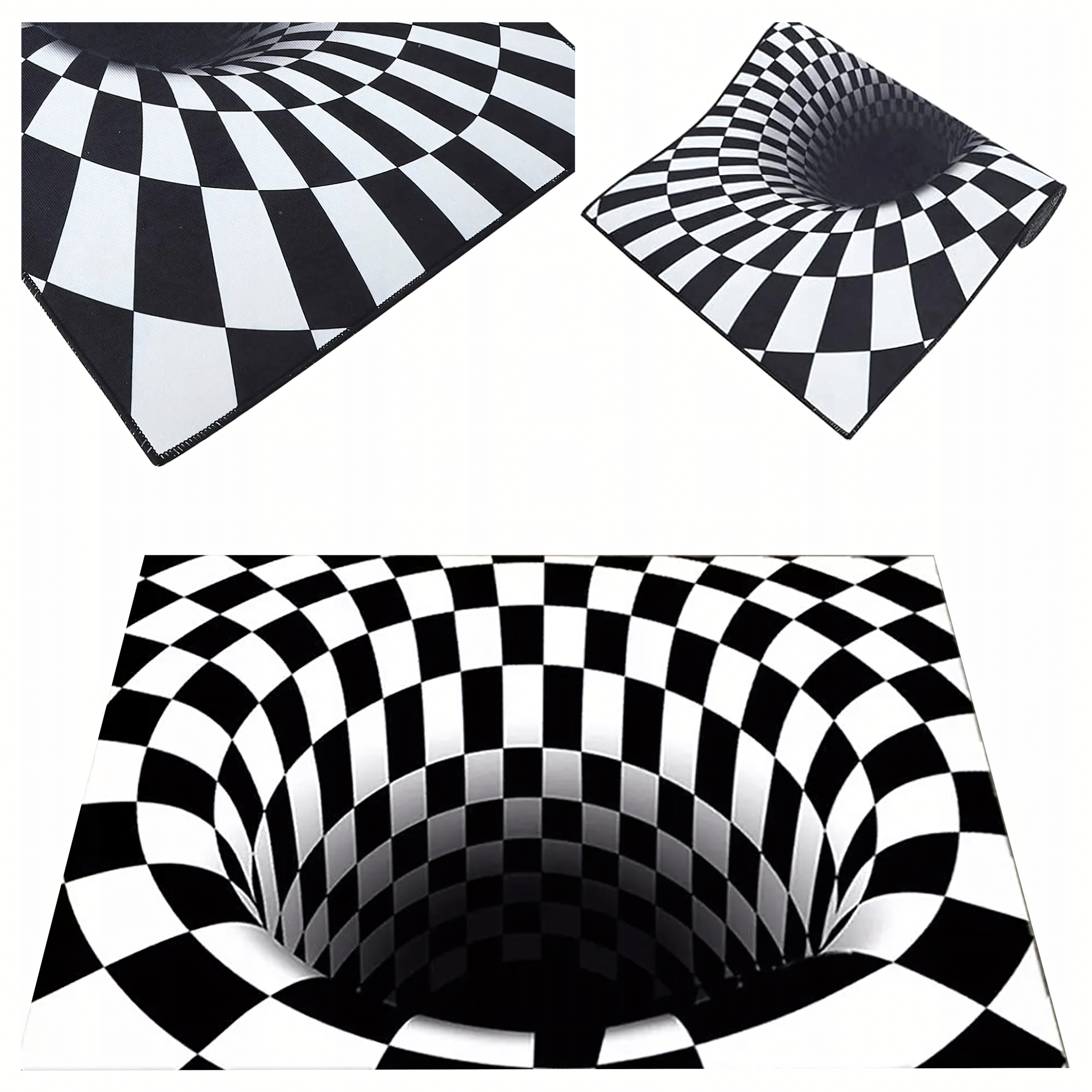 Chodnik Dywanik Mata Wycieraczka z Efektem 3D Iluzja Biała Dziura 60x40cm