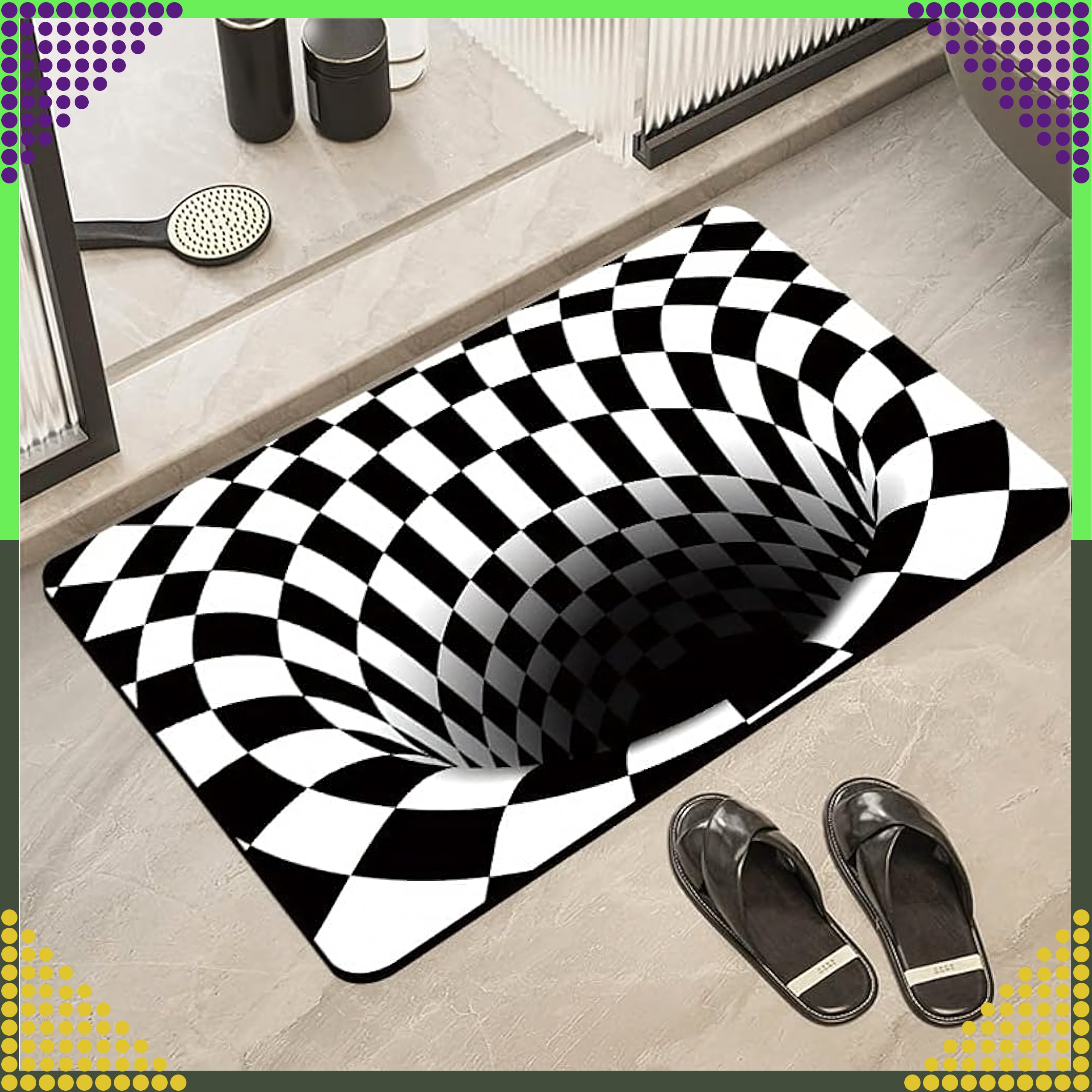 Chodnik Dywanik Mata Wycieraczka z Efektem 3D Iluzja Biała Dziura 60x40cm - obrazek 5