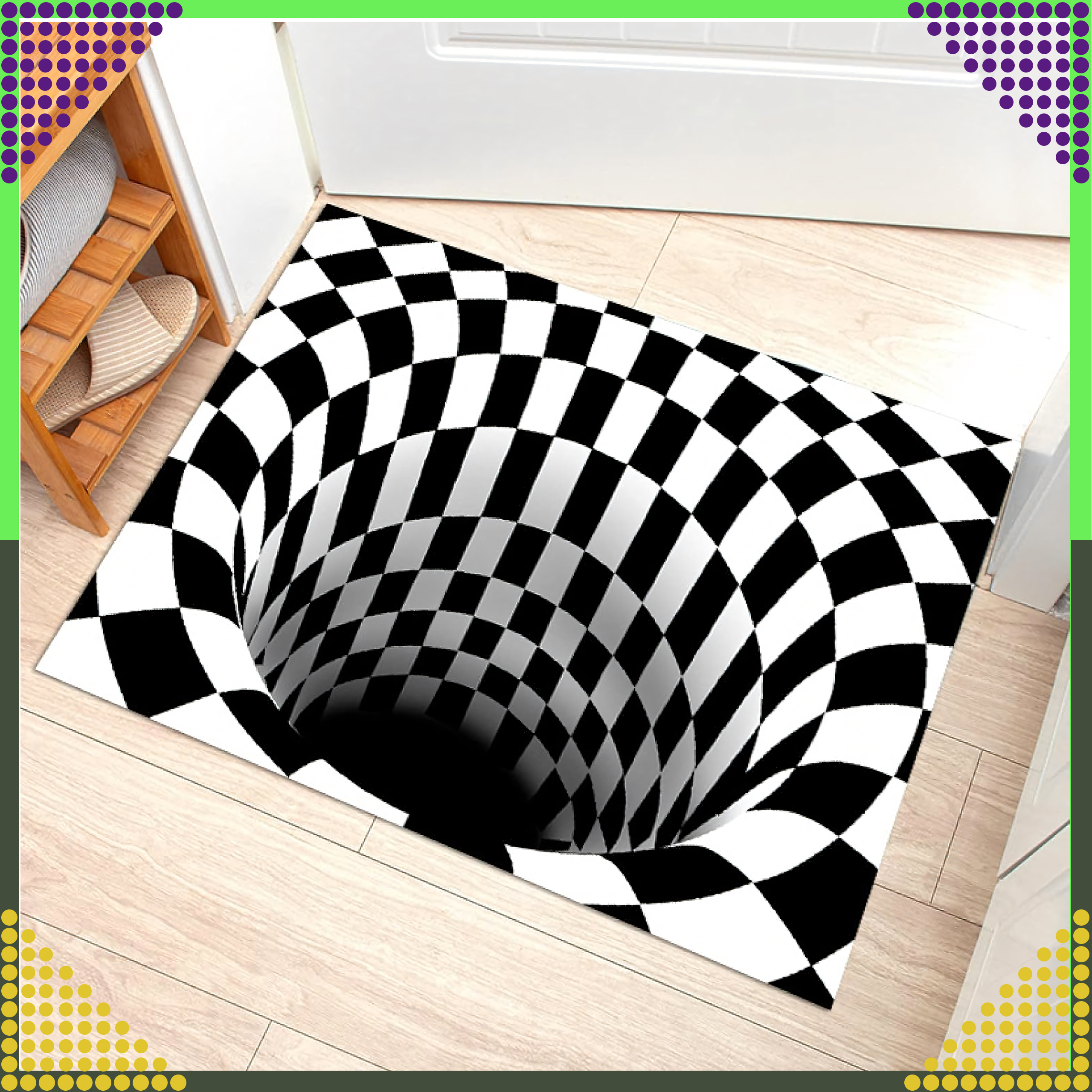 Chodnik Dywanik Mata Wycieraczka z Efektem 3D Iluzja Biała Dziura 60x40cm - obrazek 7