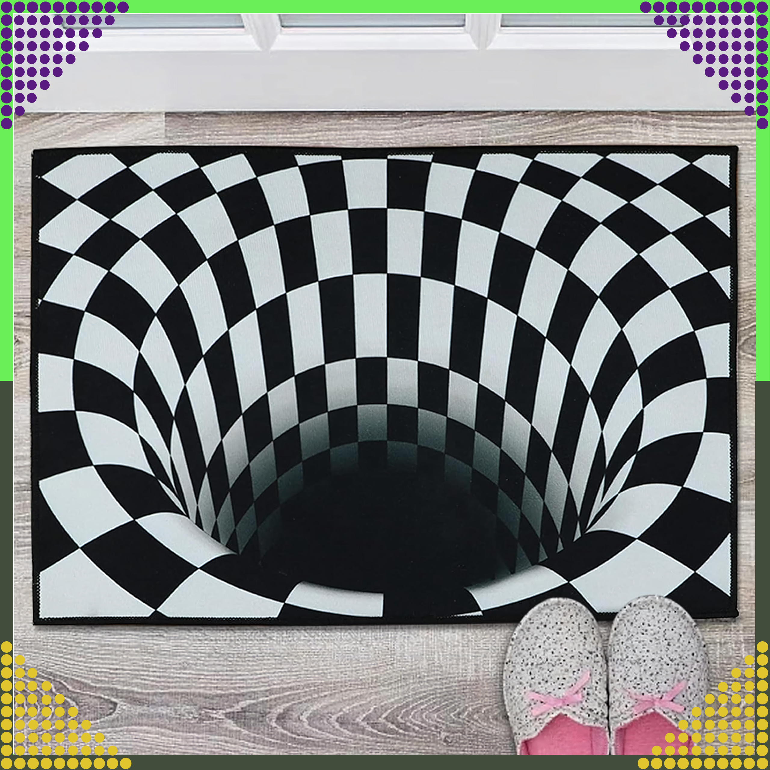 Chodnik Dywanik Mata Wycieraczka z Efektem 3D Iluzja Biała Dziura 60x40cm - obrazek 8