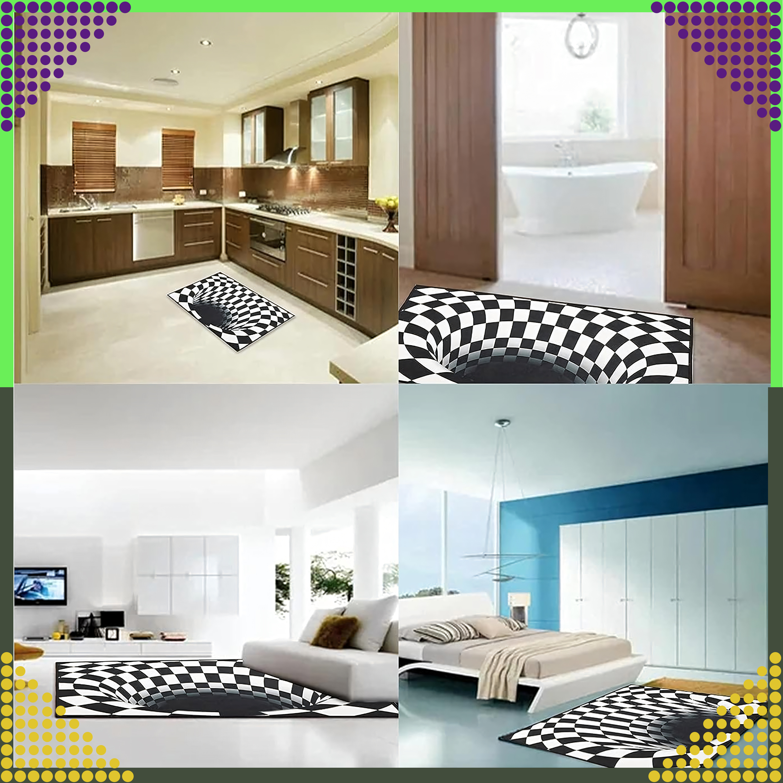 Chodnik Dywanik Mata Wycieraczka z Efektem 3D Iluzja Biała Dziura 60x40cm - obrazek 9