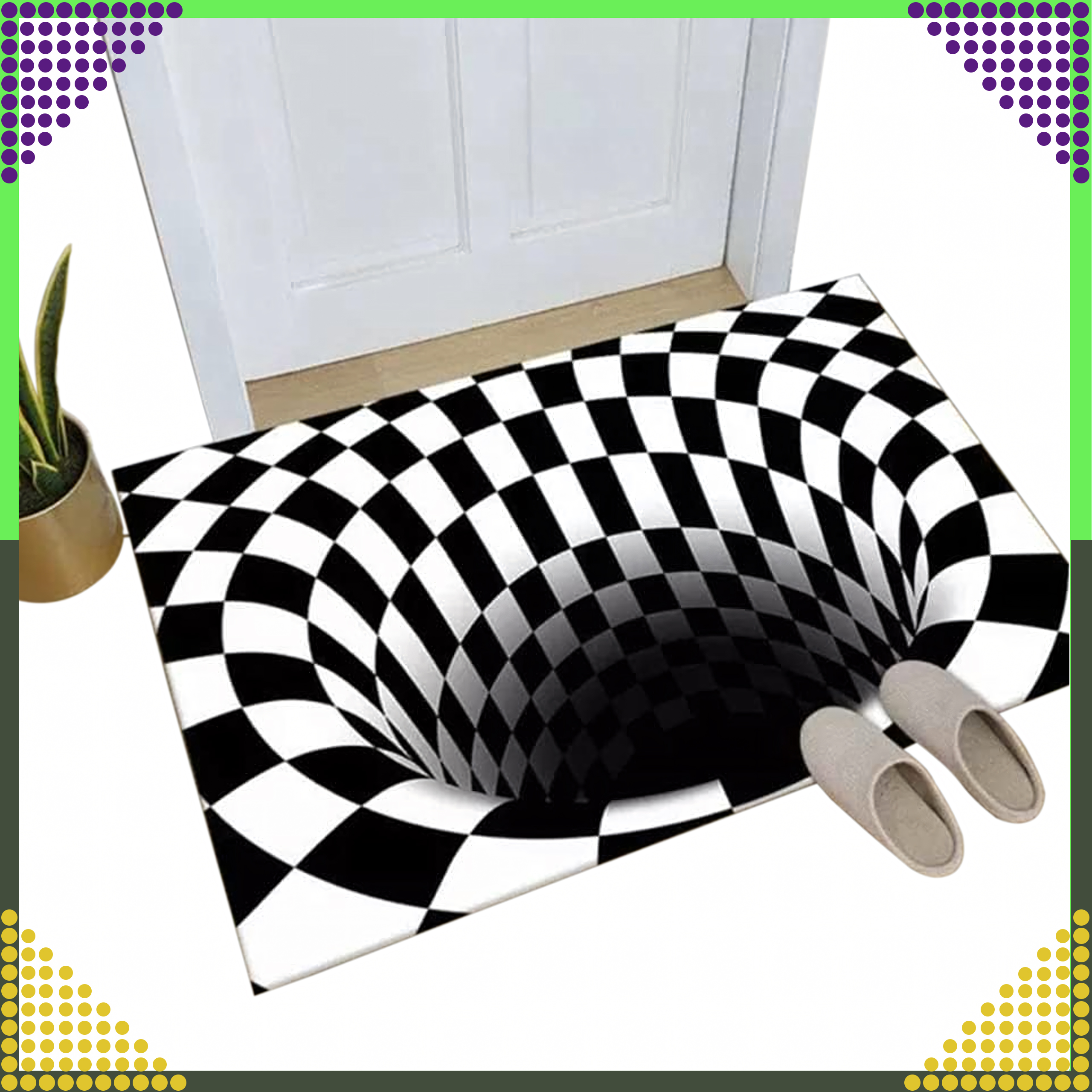 Chodnik Dywanik Mata Wycieraczka z Efektem 3D Iluzja Biała Dziura 60x90 CM - obrazek 4