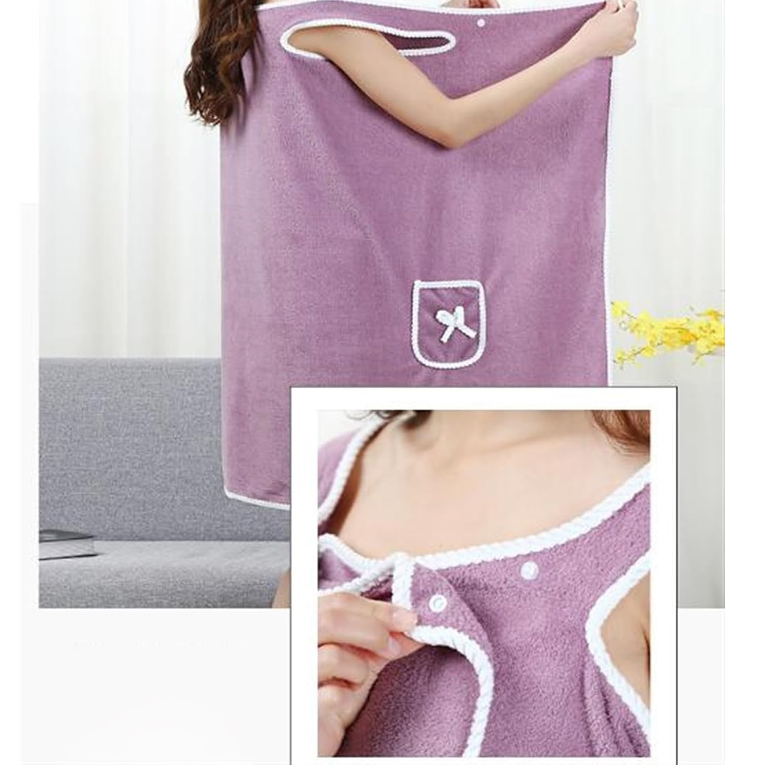 RĘCZNIK KĄPIELOWY DAMSKI TUNIKA DO SAUNY SZLAFROK SPA PAREO NARAMIENNY DUŻY - obrazek 4