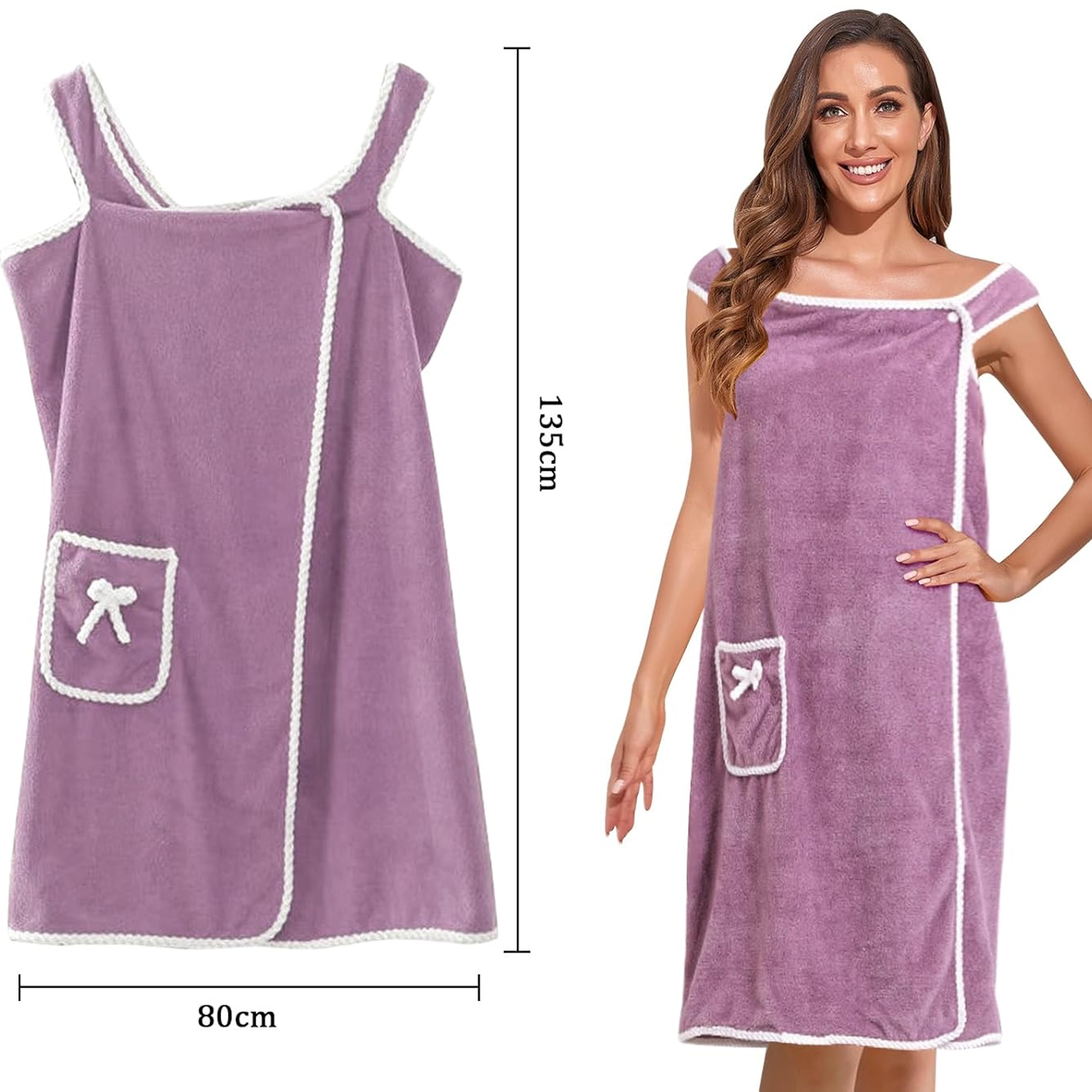 RĘCZNIK KĄPIELOWY DAMSKI TUNIKA DO SAUNY SZLAFROK SPA PAREO NARAMIENNY DUŻY - obrazek 9