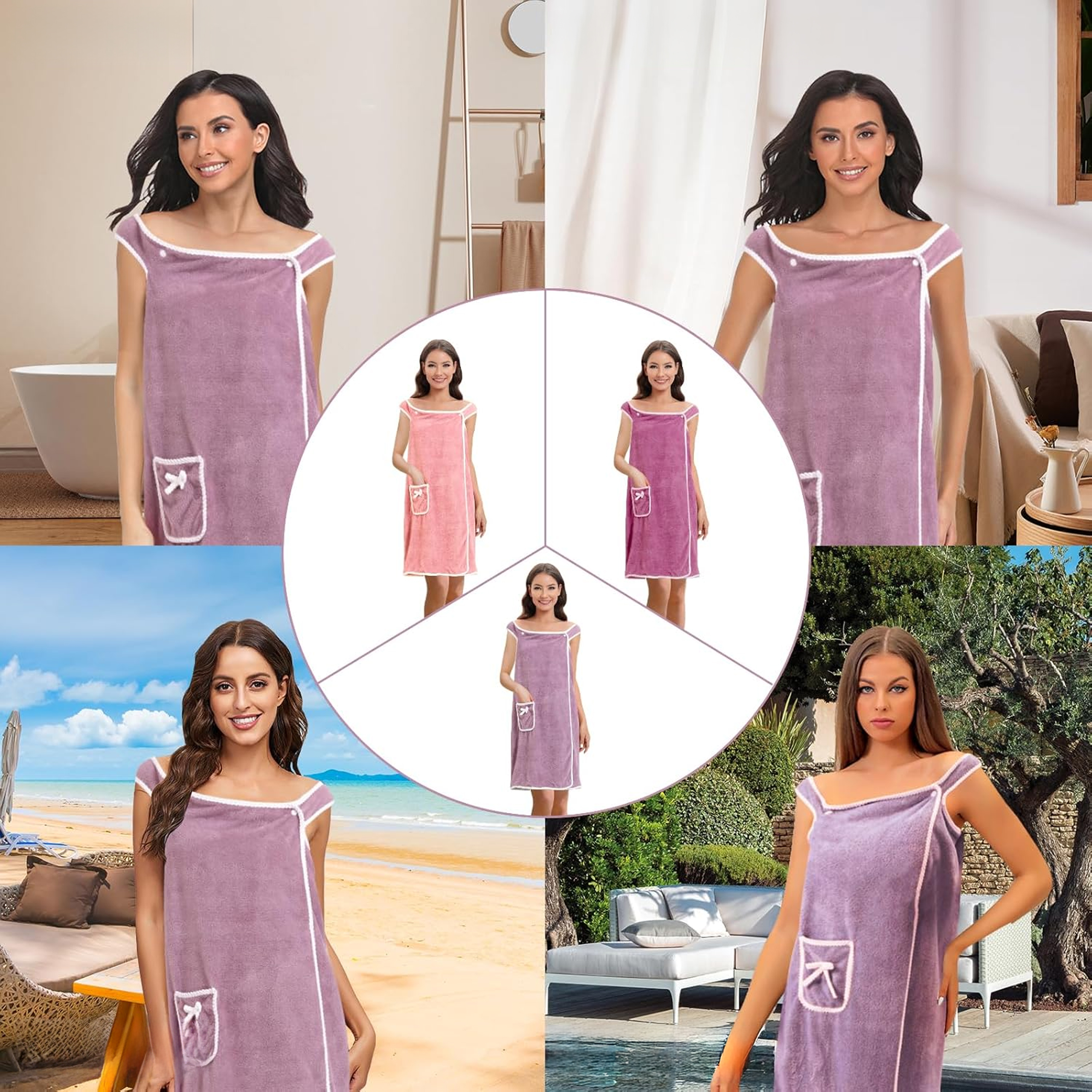 RĘCZNIK KĄPIELOWY DAMSKI TUNIKA DO SAUNY SZLAFROK SPA PAREO NARAMIENNY DUŻY - obrazek 11