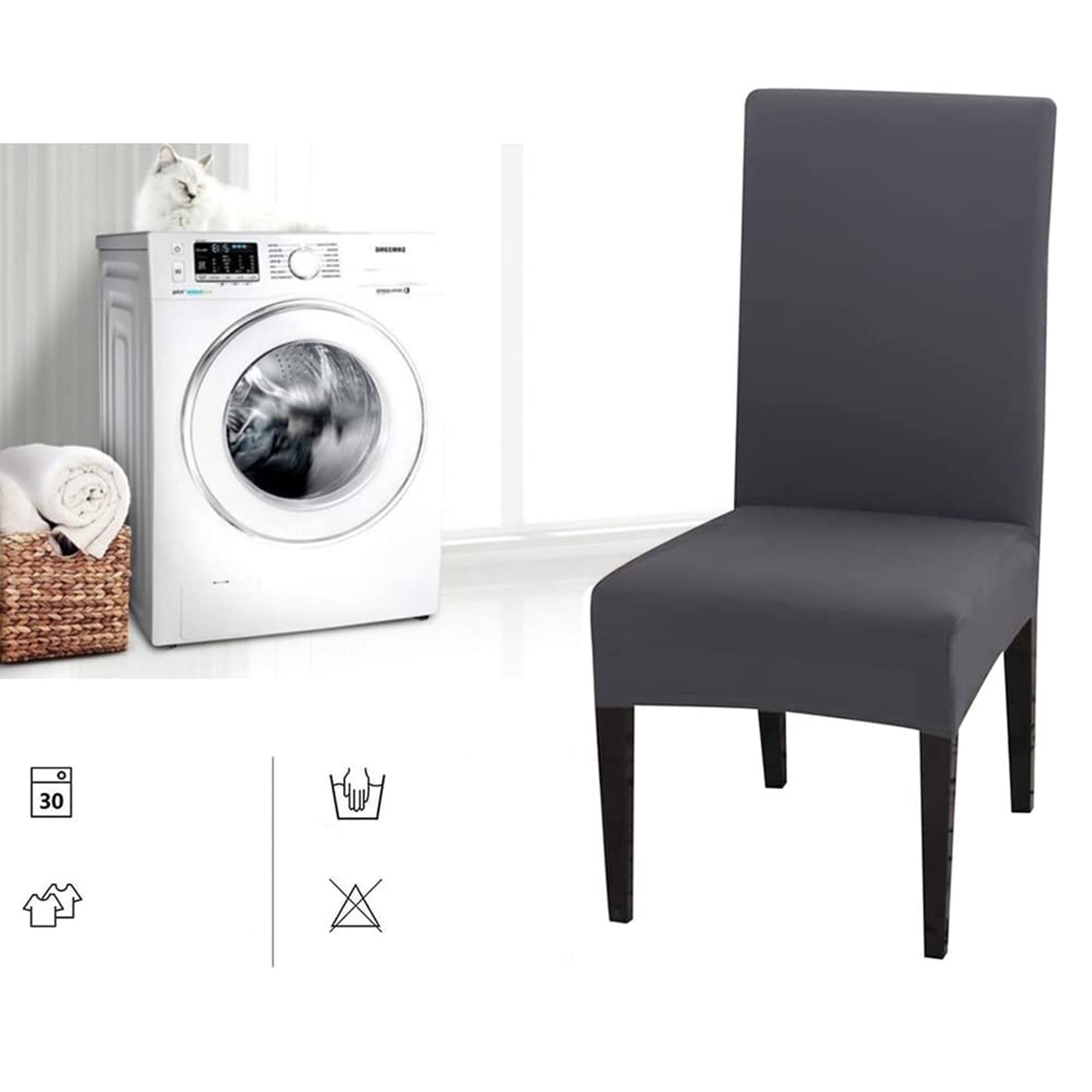 Pokrowiec na Krzesło Siedzisko Mocny Uniwersalny Elastyczny z Gumką Miękki - obrazek 4