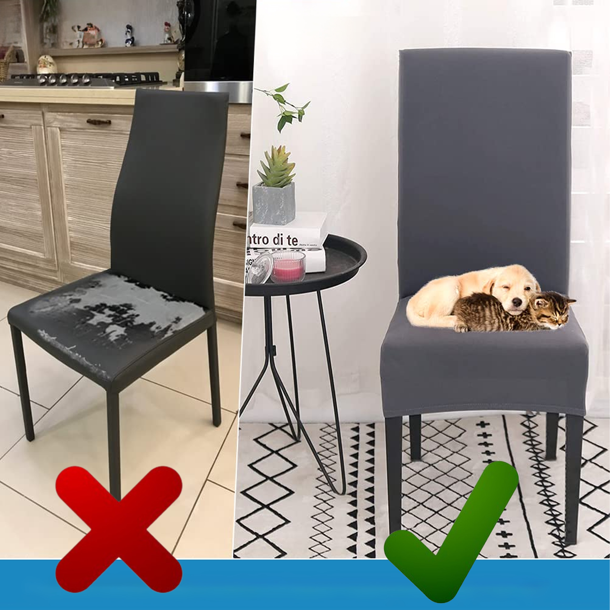 Pokrowiec na Krzesło Siedzisko Mocny Uniwersalny Elastyczny z Gumką Miękki - obrazek 5