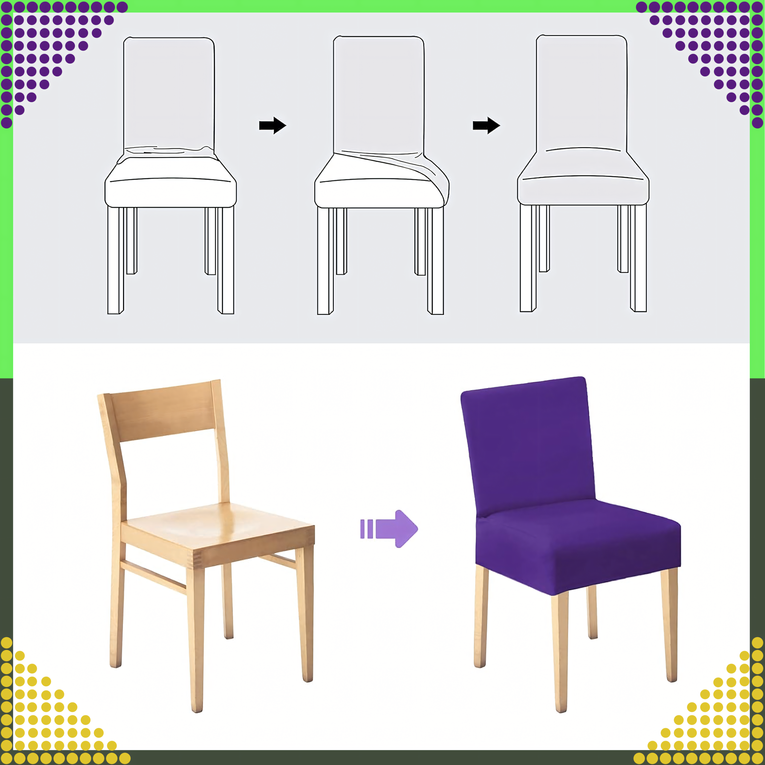 Pokrowiec na Krzeszło Siedzisko Mocny Uniwersalny Elastyczny z Gumką Miękki - obrazek 4