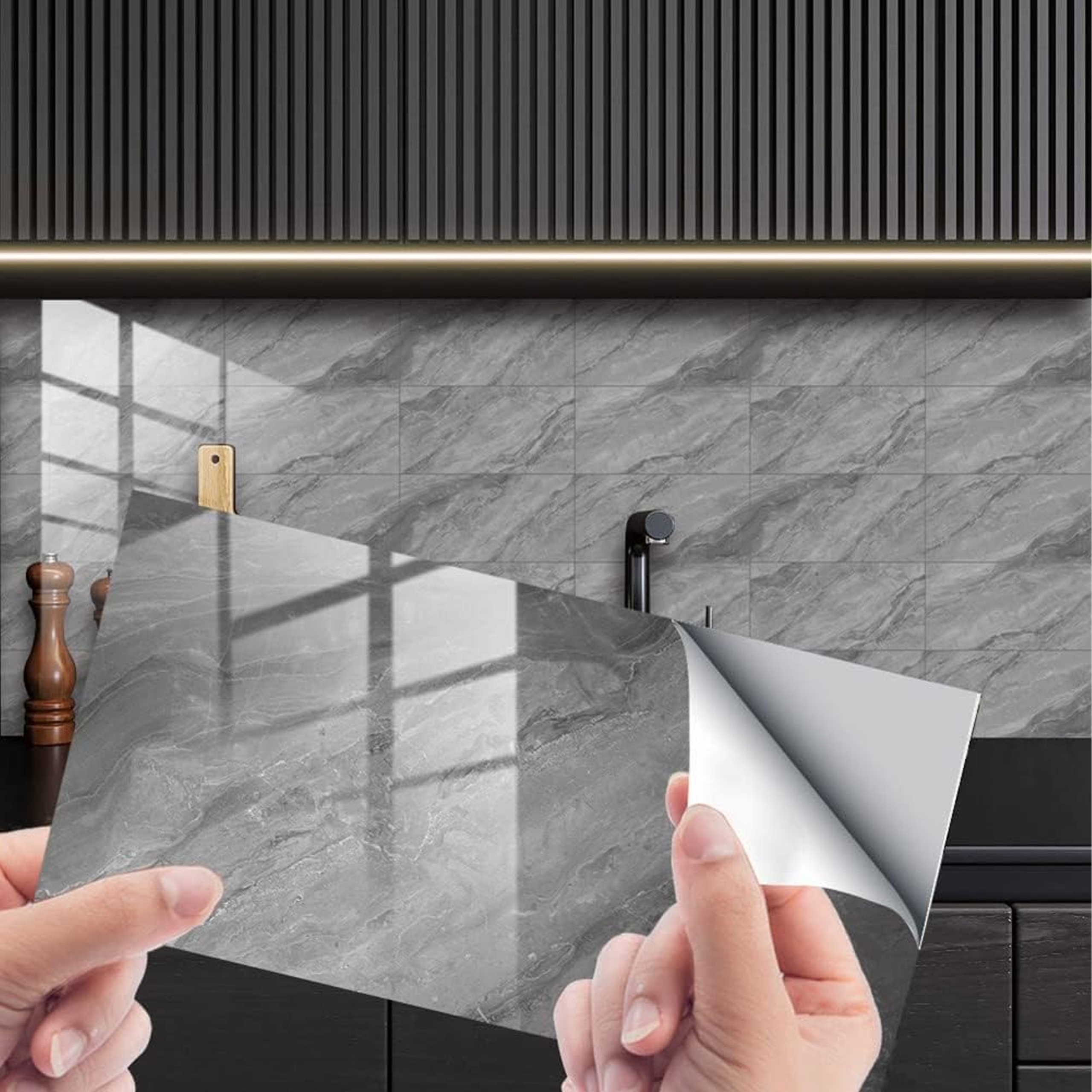 TAPETA SAMOPRZYLEPNA PANELE PŁYTKI ŚCIENNE NAKLEJKI MARMUR 30X15CM 16SZT