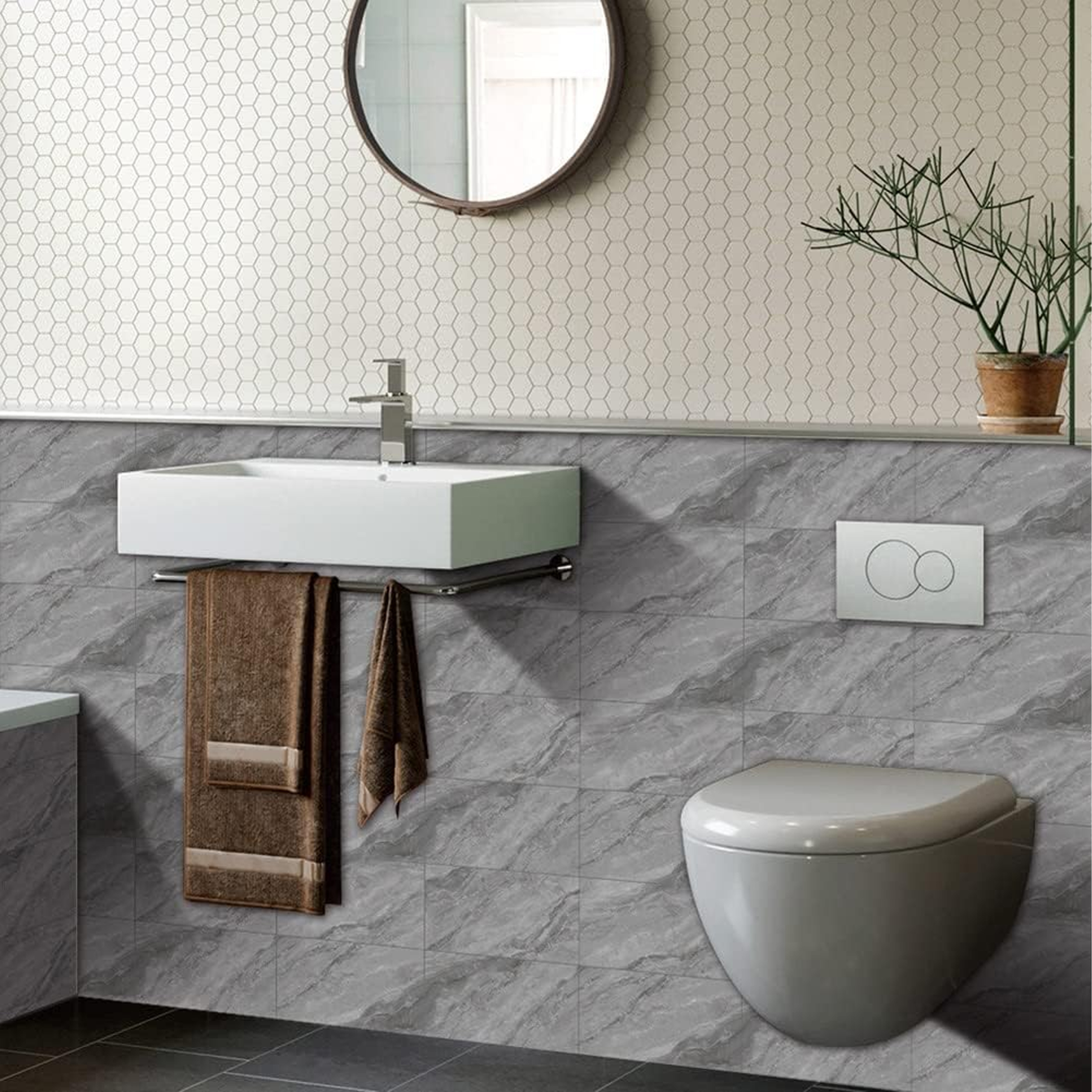 TAPETA SAMOPRZYLEPNA PANELE PŁYTKI ŚCIENNE NAKLEJKI MARMUR 30X15CM 16SZT - obrazek 3