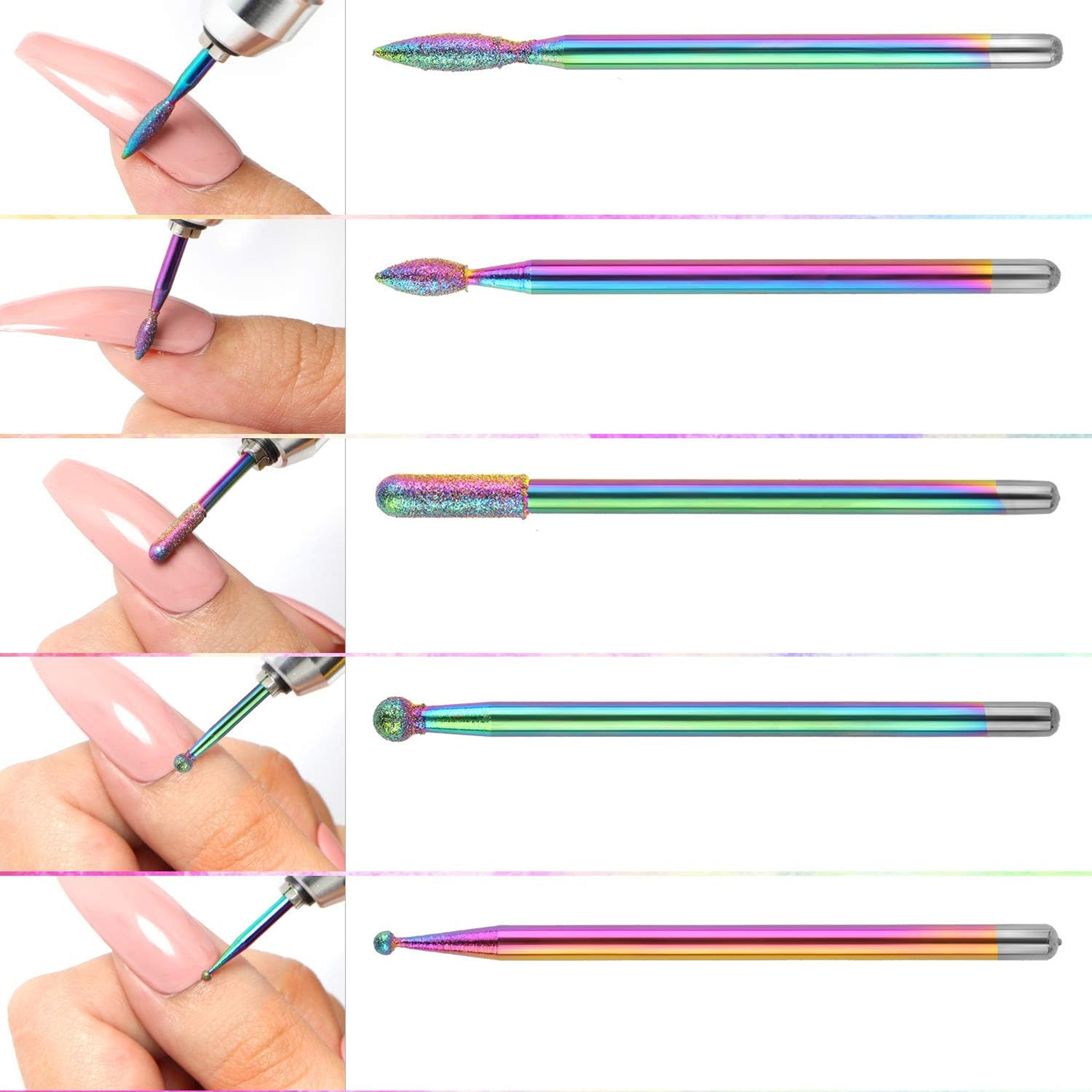 ZESTAW FREZÓW FREZY DO PAZNOKCI SKÓREK DIAMENTOWE CERAMICZNE 10 SZT PUDEŁKO - obrazek 3