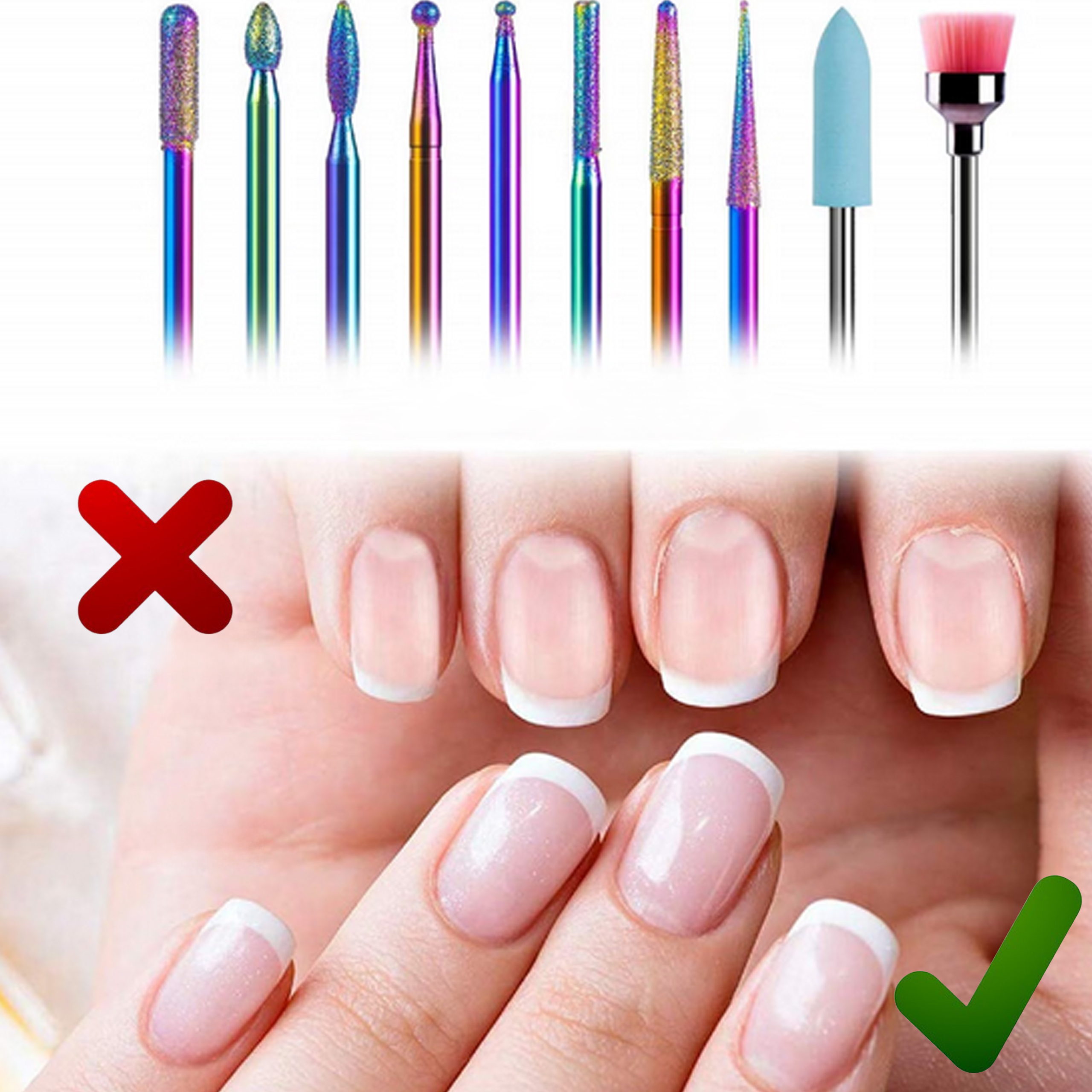 ZESTAW FREZÓW FREZY DO PAZNOKCI SKÓREK DIAMENTOWE CERAMICZNE 10 SZT PUDEŁKO - obrazek 10