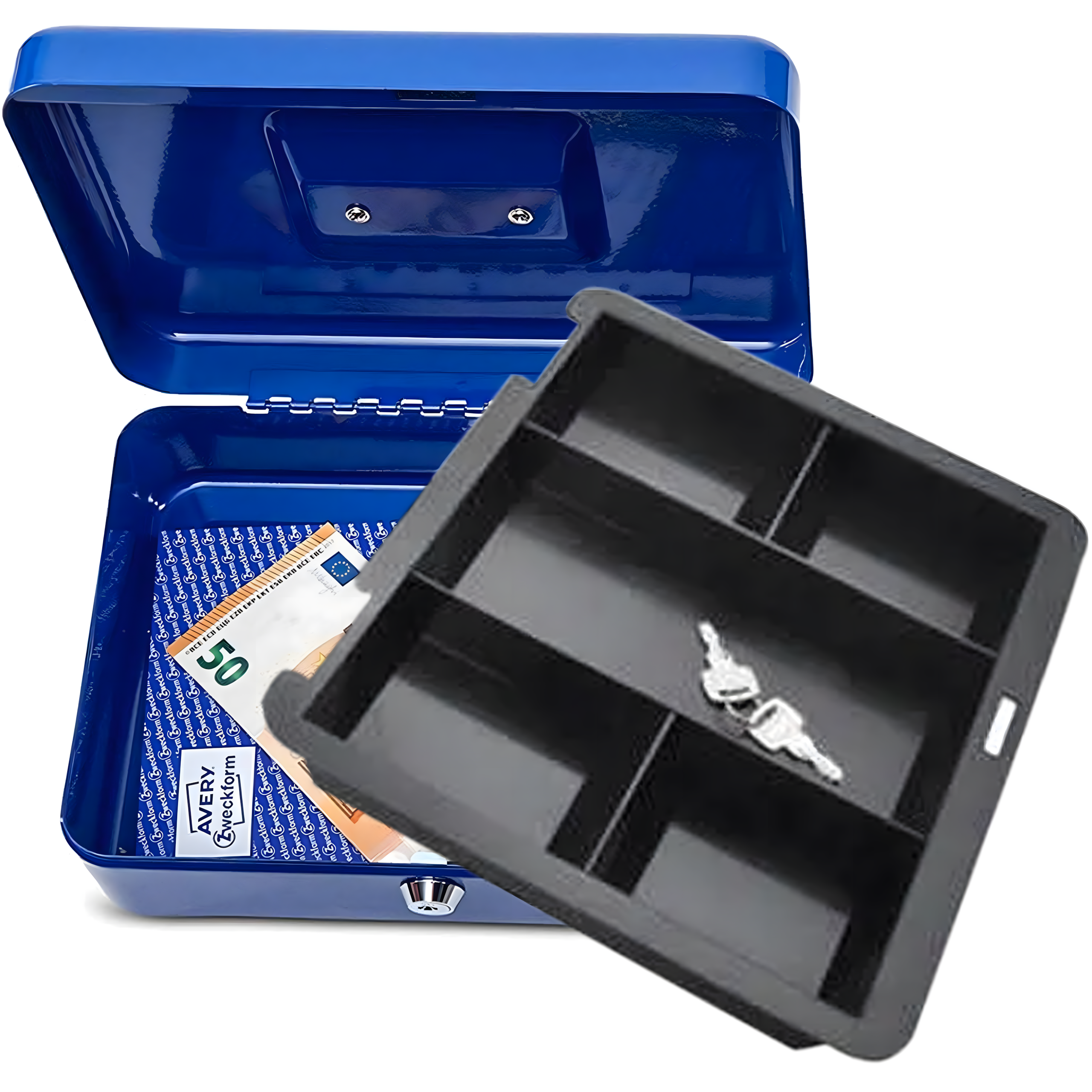 Kasetka na Pieniądze Monety Bilon Banknoty Sejf Metalowa na Klucze Duża - obrazek 4