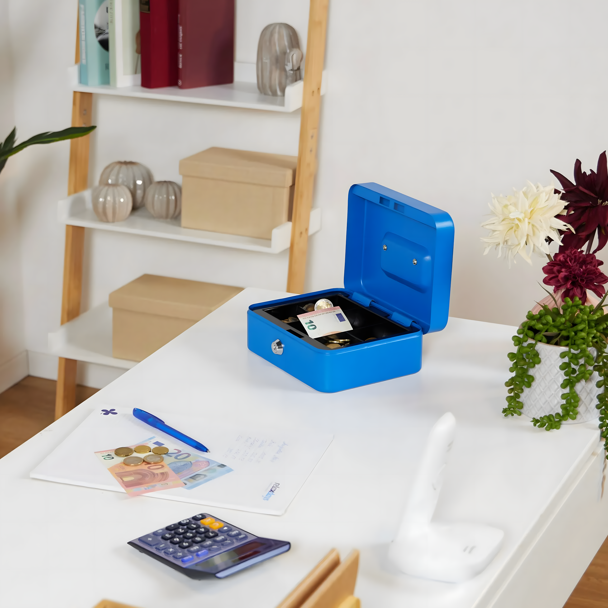 Kasetka na Pieniądze Monety Bilon Banknoty Sejf Metalowa na Klucze Duża - obrazek 8