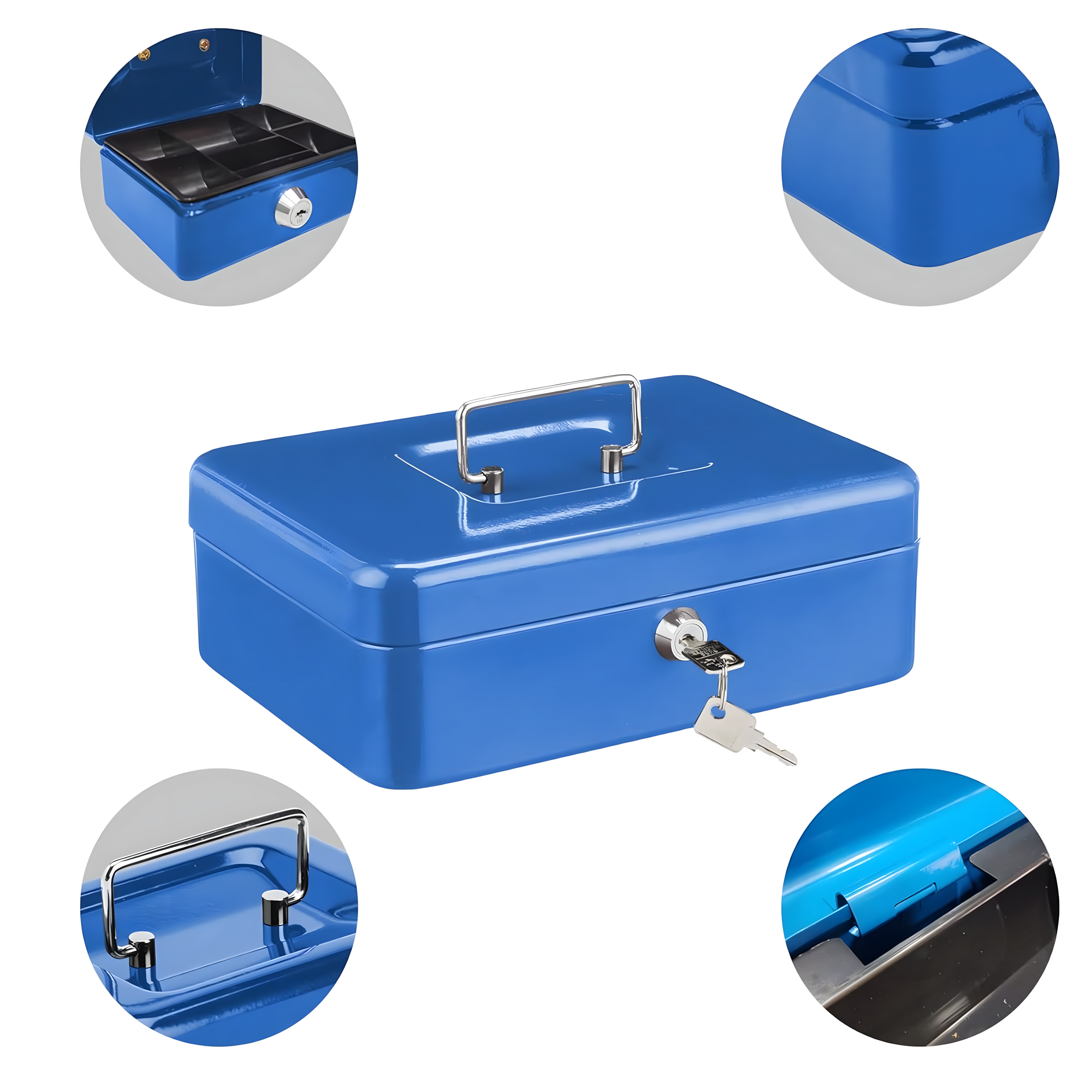 Kasetka na Pieniądze Monety Bilon Banknoty Sejf Metalowa na Klucze Duża - obrazek 10