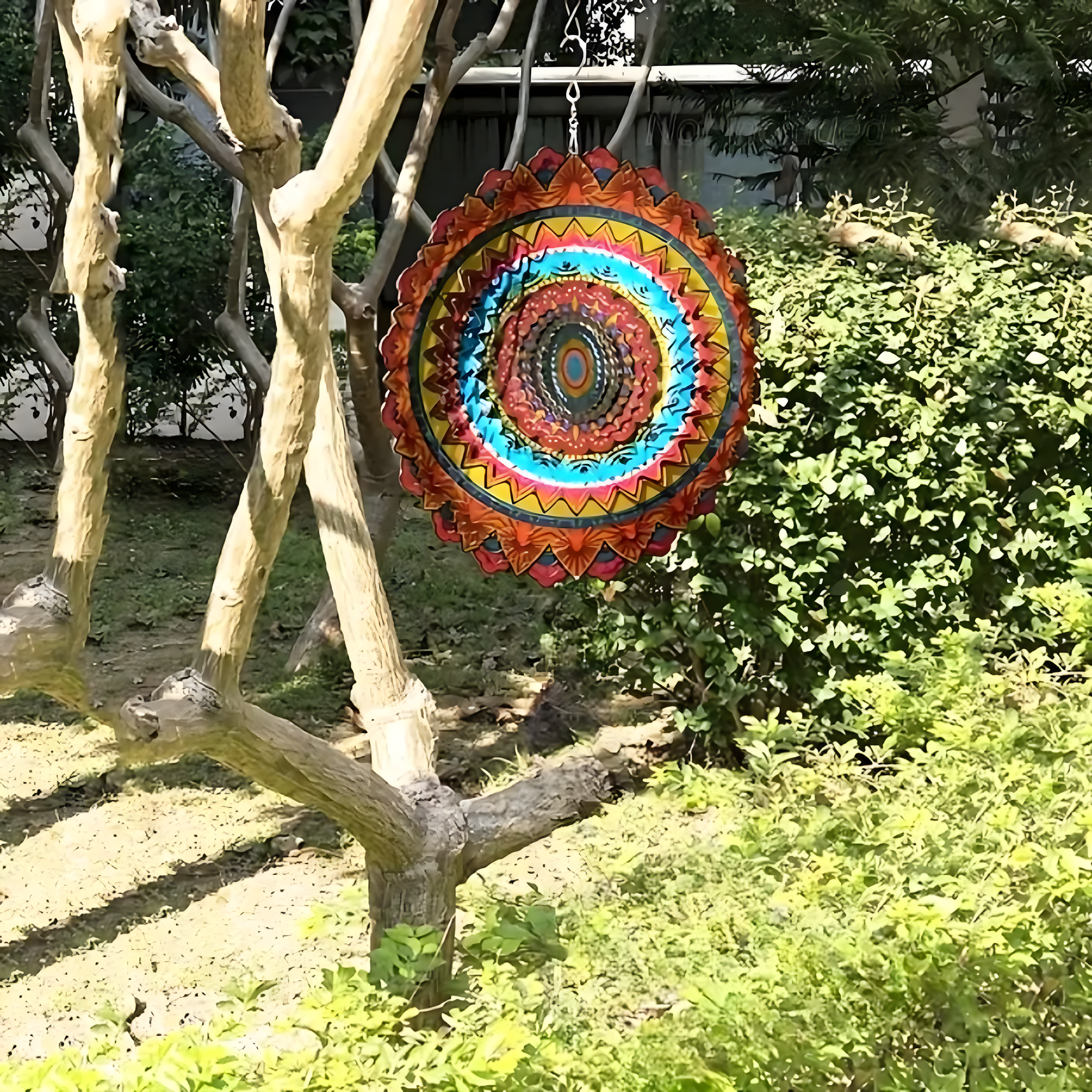 Wisząca Błystka Ozdoba Łapacz Wiatrowa 12” Mandala 3D do Ogrodu Pokoju - obrazek 3