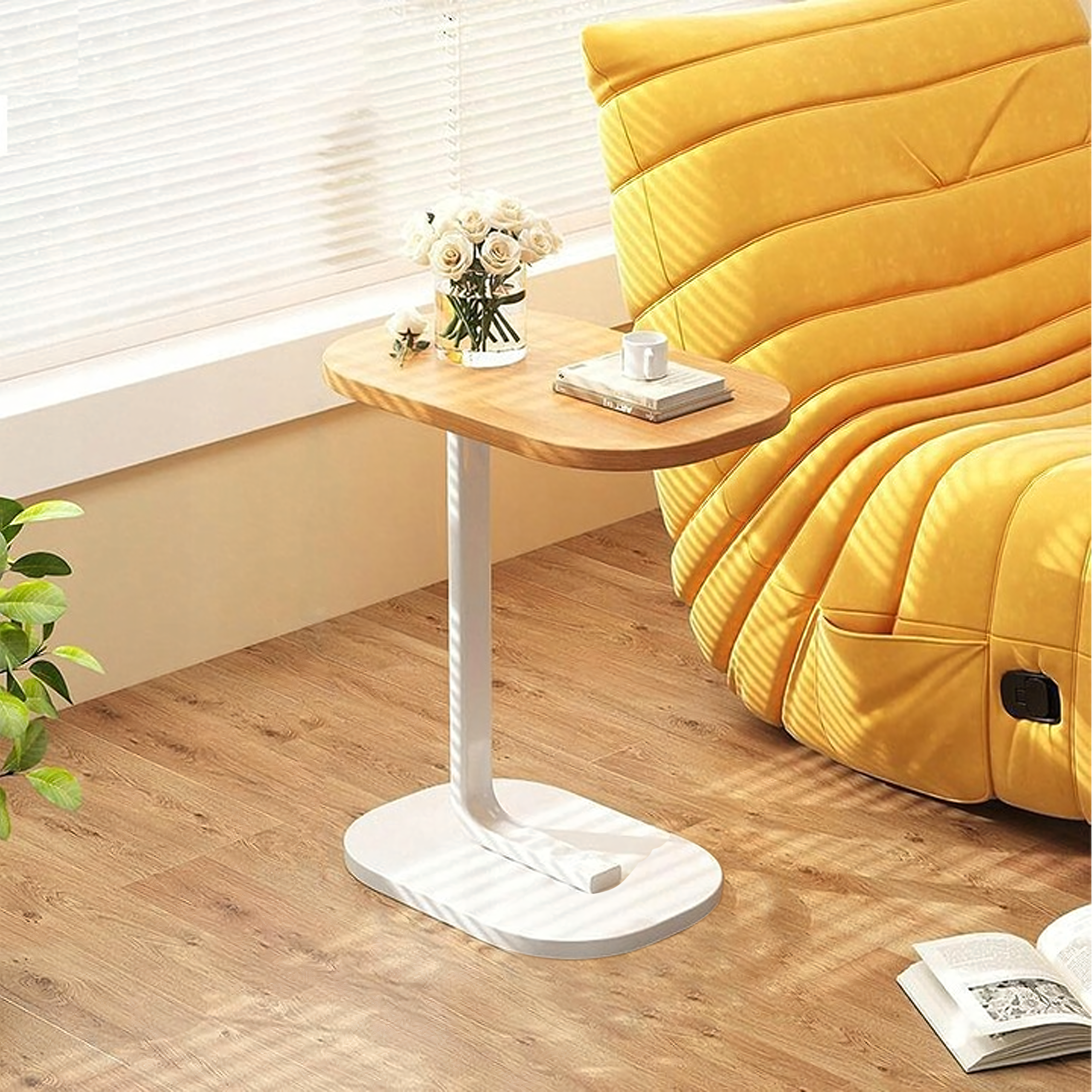 200x Stolik Kawowy na Kawę Boczny w Kształcie Litery C Nowoczesny do Salonu - obrazek 10