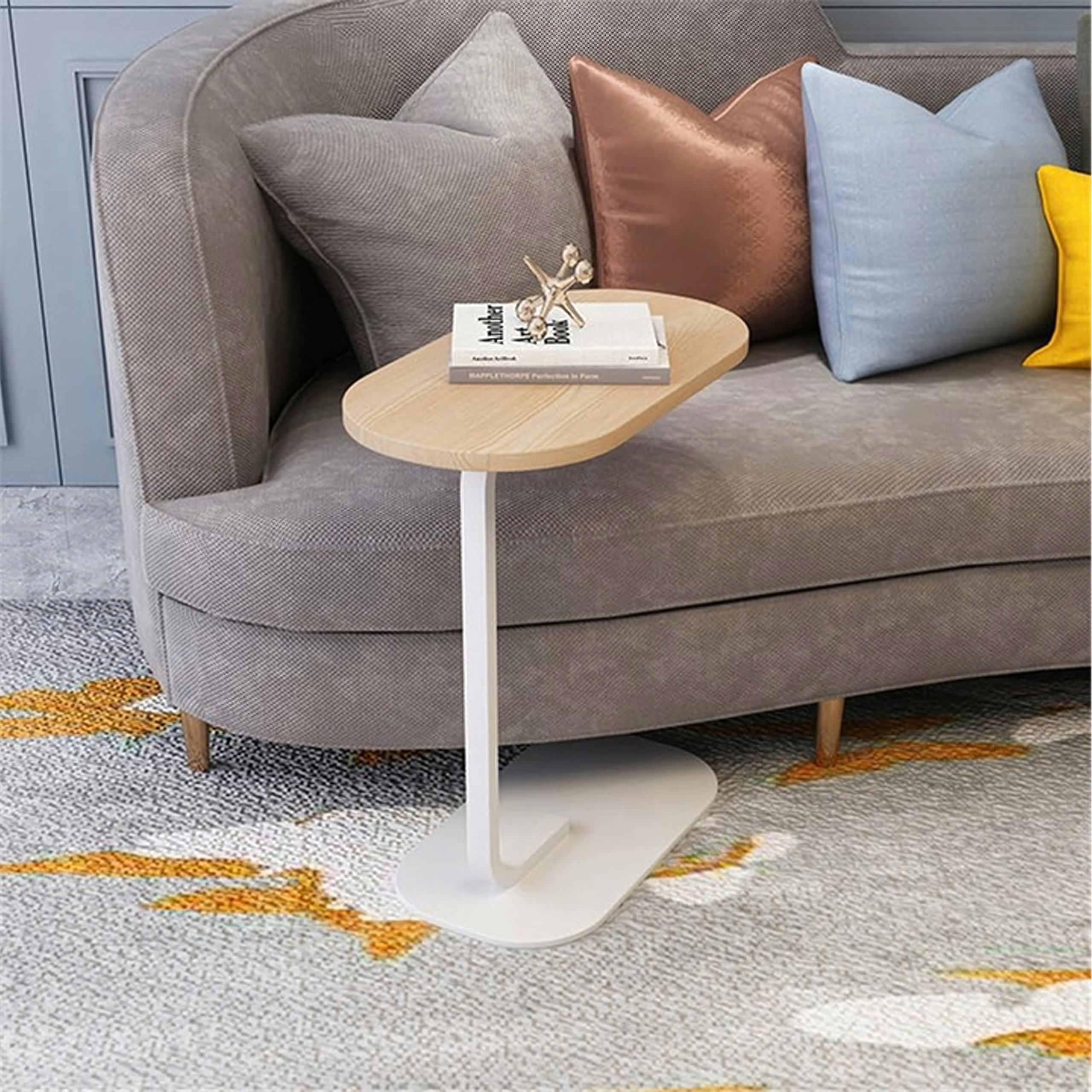 200x Stolik Kawowy na Kawę Boczny w Kształcie Litery C Nowoczesny do Salonu - obrazek 11